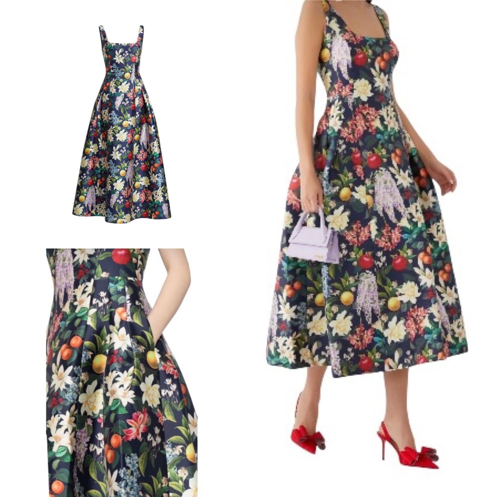 Sachin & Babi SACHIN & BABI Mia Fruit and Floral Print Cocktail Tea Length Size XS / US 0-2 / IT 36-38 - 1 Thumbnail