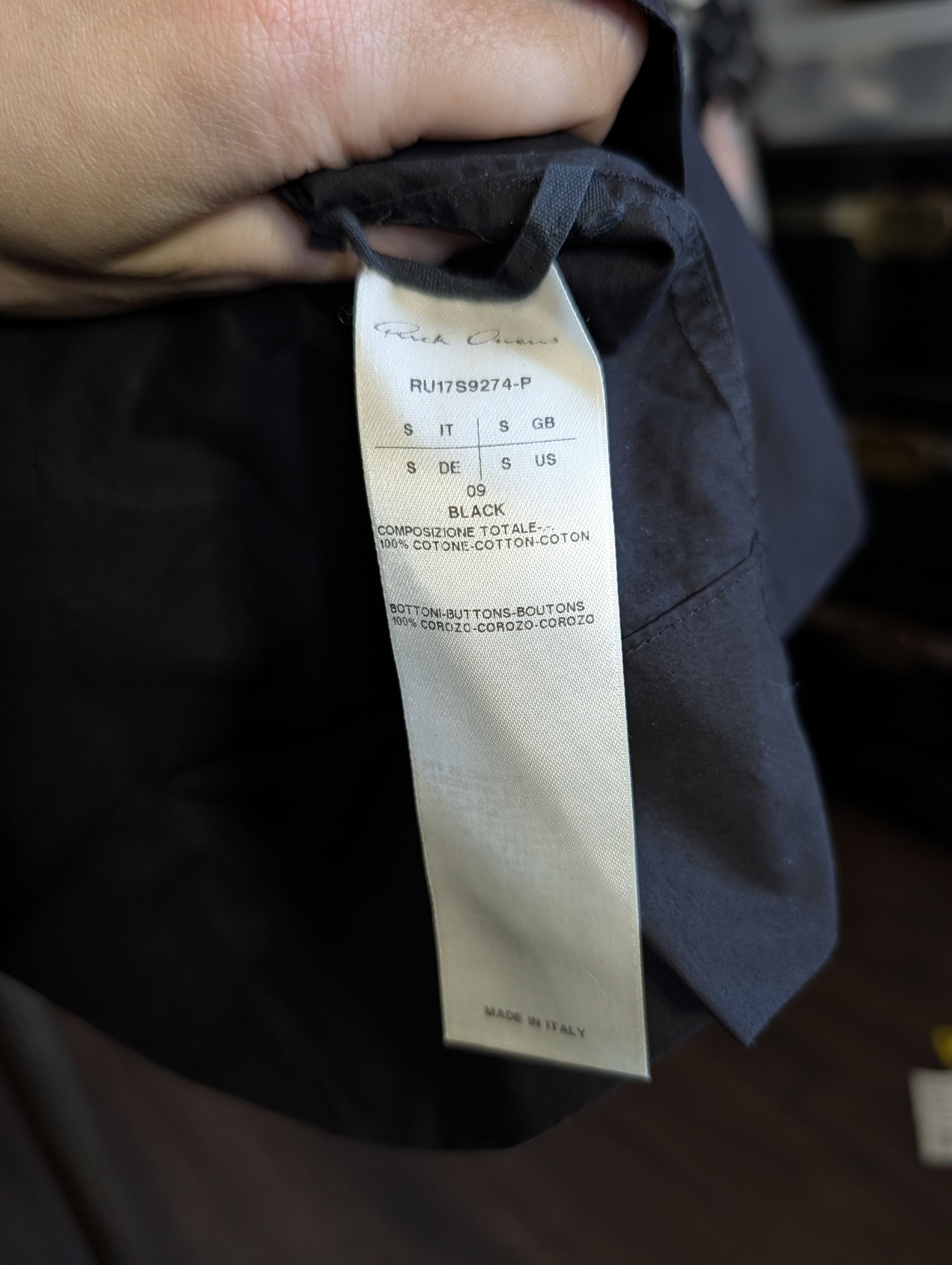 Rick Owens WALRUS '17 Brushes Cotton S/S Smock Shirt Black Size US S / EU 44-46 / 1 - 6 Thumbnail
