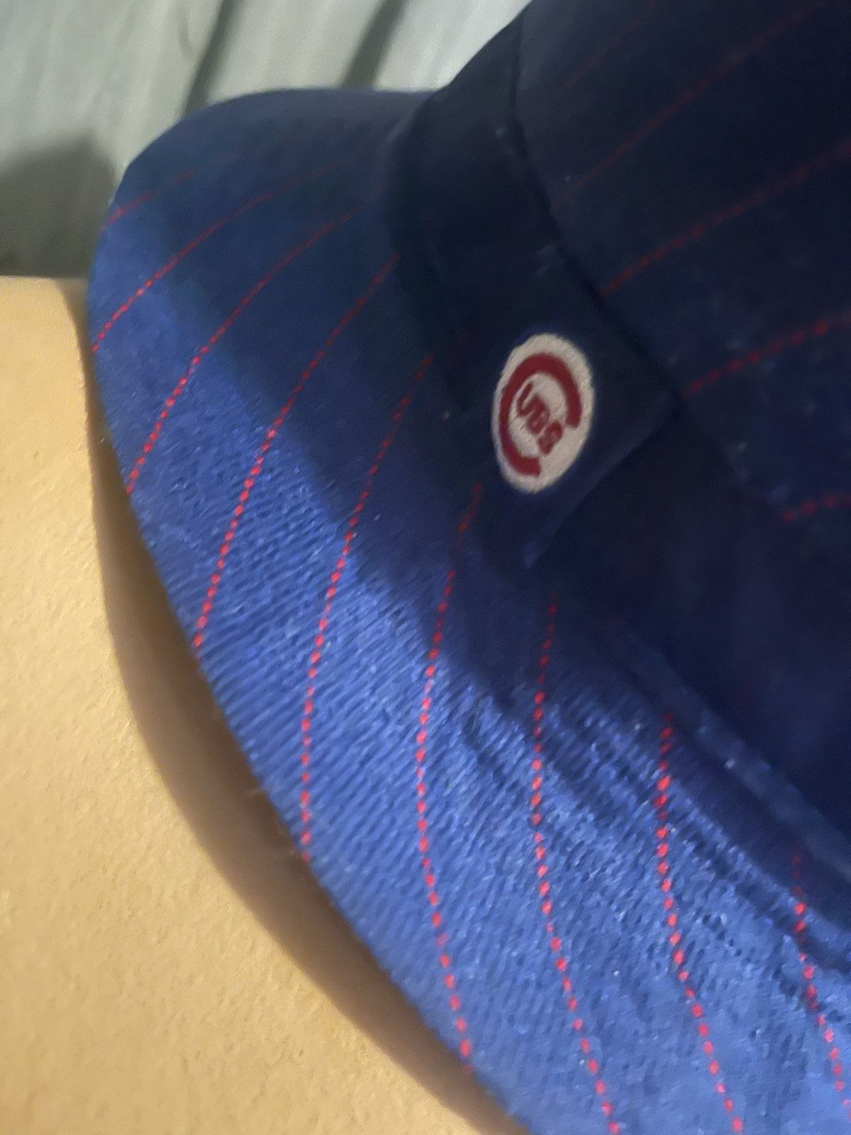 Cooperstown Collection orig vintage Cubs Bucket Hat Pinstripe 90sMLB Blue Red S Size ONE SIZE - 1 Thumbnail