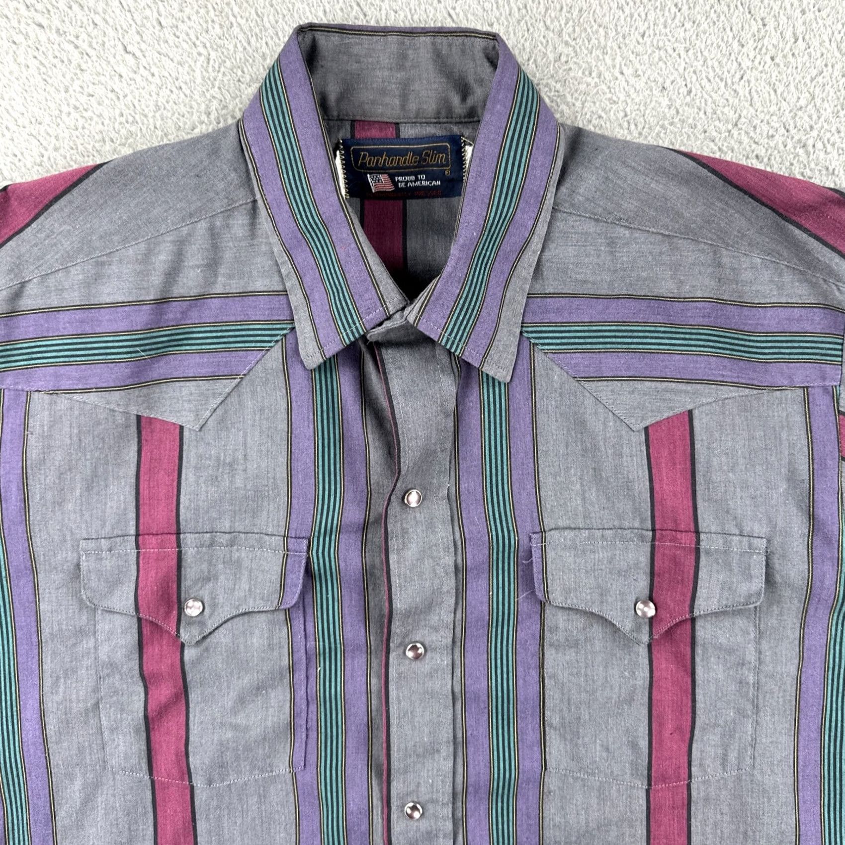 Vintage VINTAGE Panhandle Slim Shirt Western XL Long Sleeve Pearl Snap Made In USA 1990s Rockabilly Cowboy Shirt Mens Size US XL / EU 56 / 4 - 5 Thumbnail