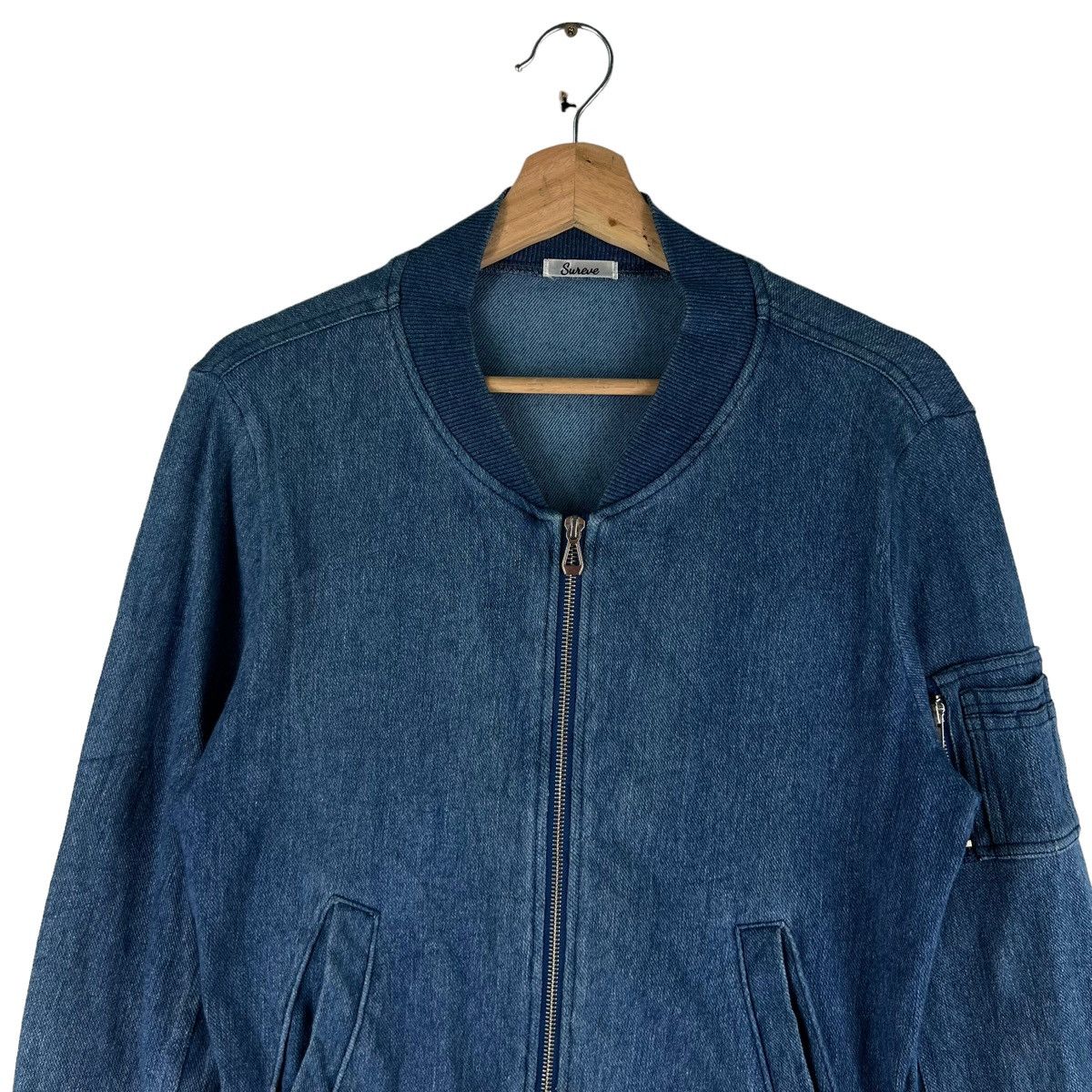 Japanese Brand 🔥VINTAGE DENIM BOMBER JACKET SUREVE ISSEY MIYAKE Size US S / EU 44-46 / 1 - 2 Thumbnail
