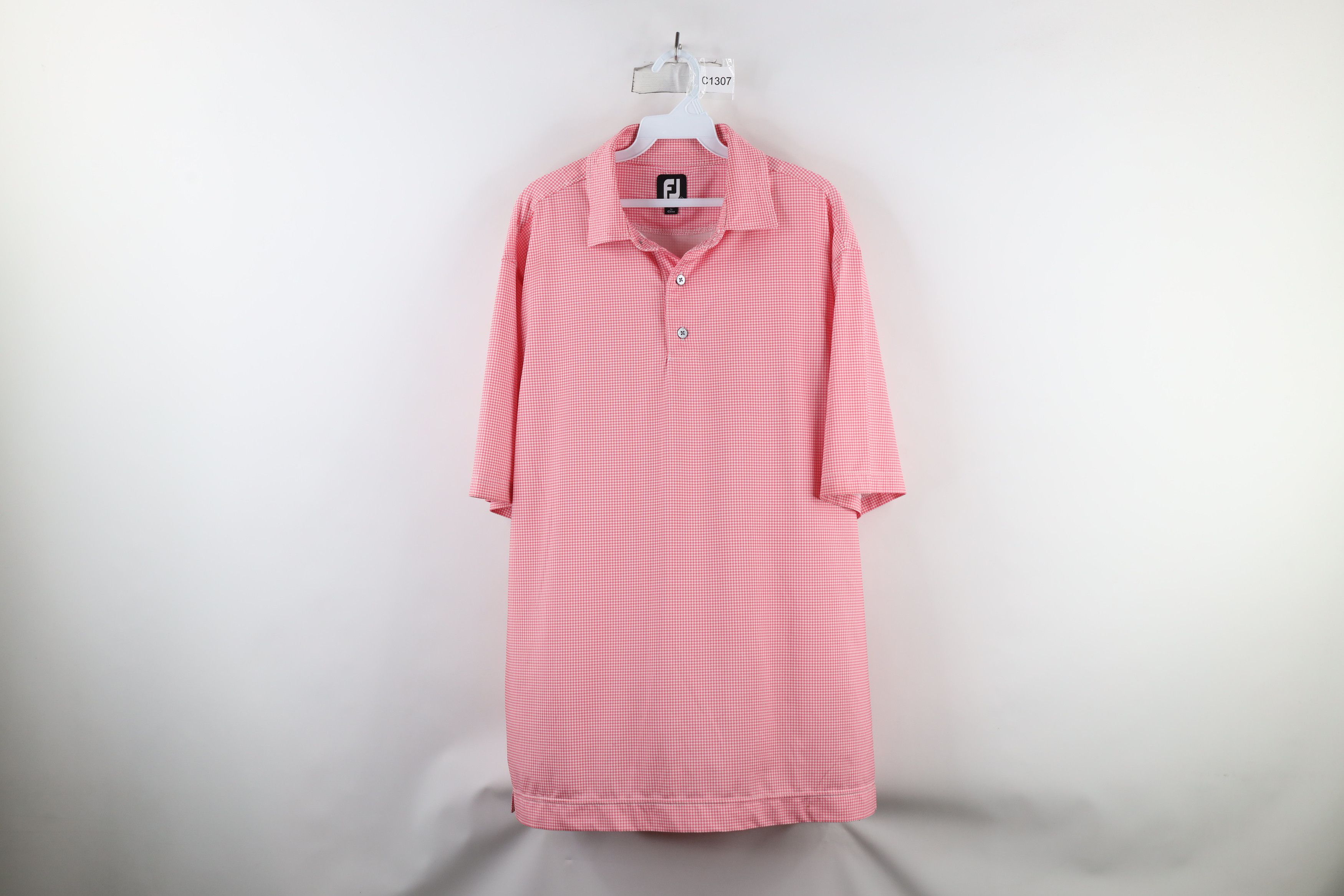 Footjoy × Vintage FootJoy Logo Stretch Houndstooth Collared Golf Polo Shirt Size US L / EU 52-54 / 3 - 1 Thumbnail