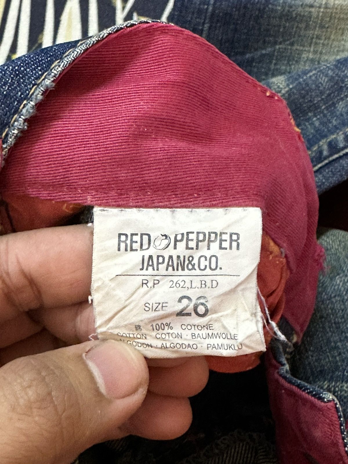 Ed Hardy Vintage Red Pepper Flare Mudwash Distressed Denim Size US 30 / EU 46 - 10 Thumbnail