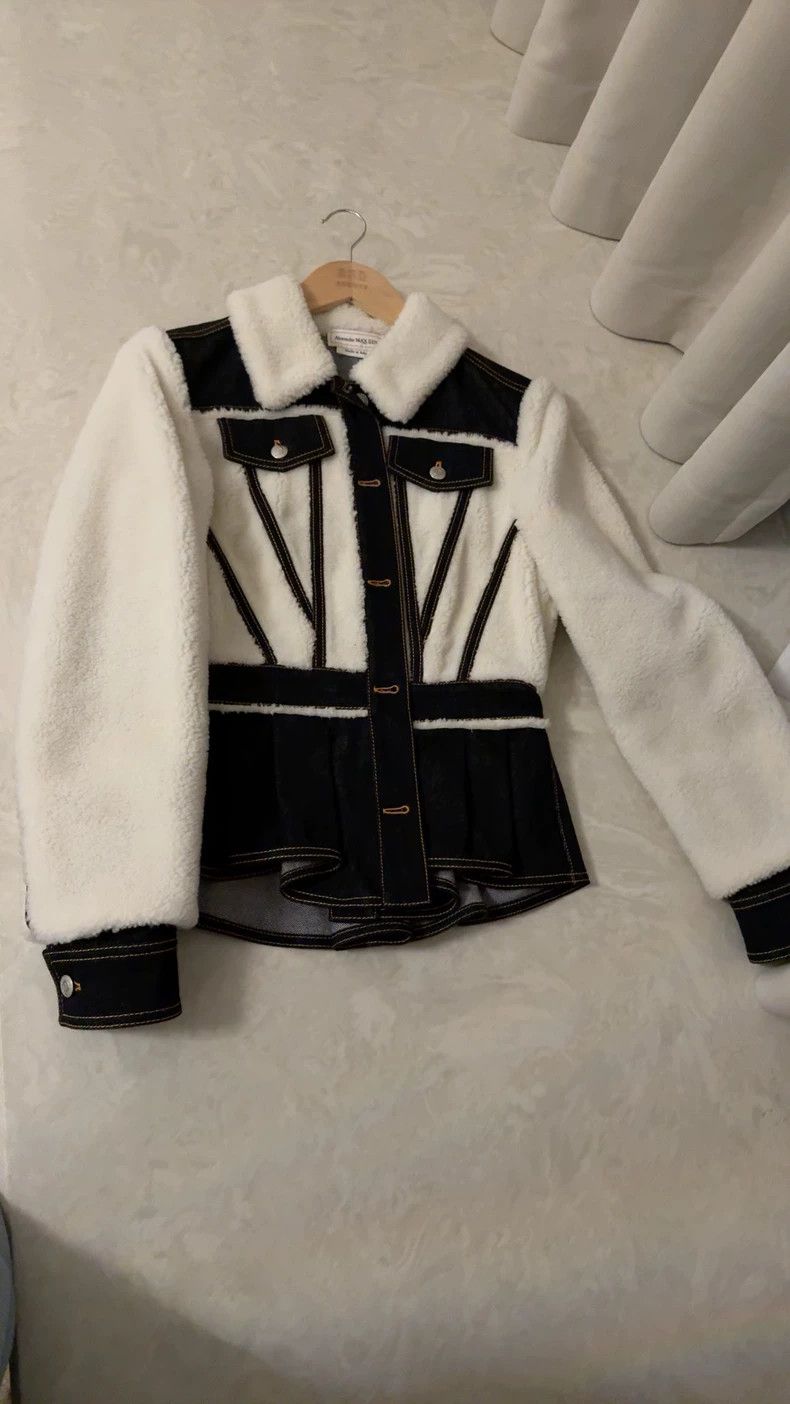 Alexander McQueen Alexander McQUEEN Lamb wool denim patchwork jacket, classic Size XS / US 0-2 / IT 36-38 - 1 Thumbnail