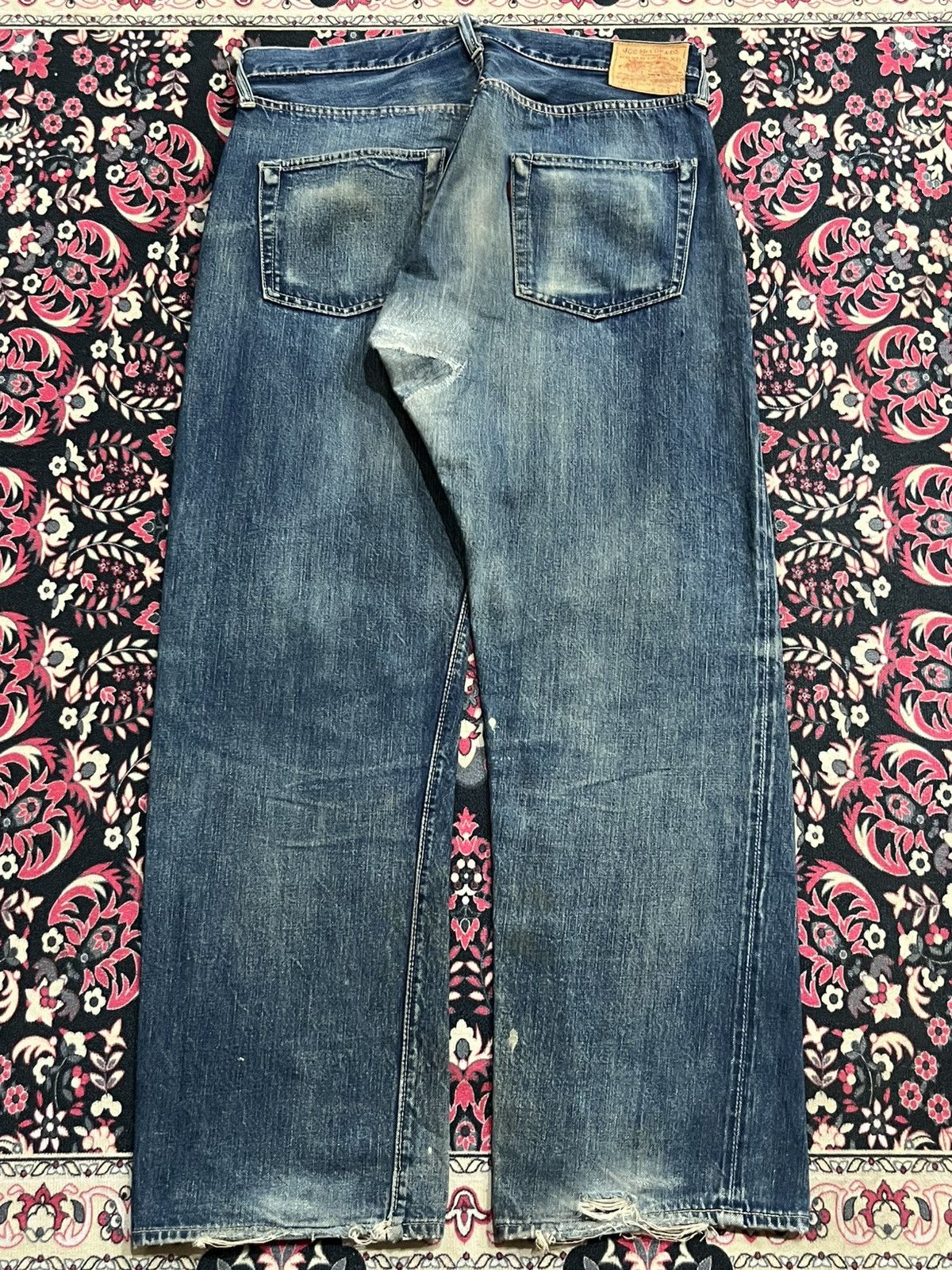 The Real McCoy's Joe McCoy & Co Lot 905 Dark Faded Distressed Selvedge Jeans Size US 34 / EU 50 - 3 Thumbnail