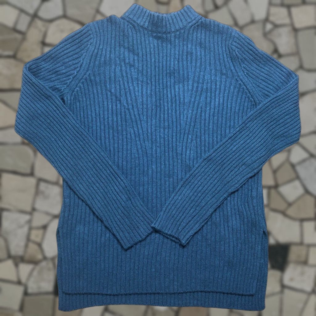 Vince Vince Womens Sweater Tunic Crew Neck Long Sleeve Blue Wool Cashmere Ribbed Small Tide Pool Blue Tide Pool Blue Size S / US 4 / IT 40 - 1 Thumbnail