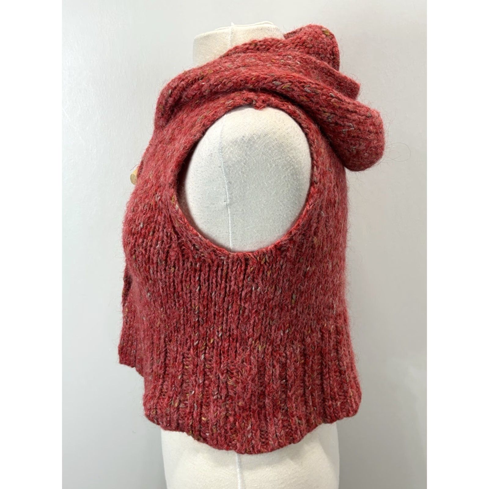 Zara VINTAGE Zara Knit Sweater Vest Hooded Women's Medium Red/Orange Cropped Alpaca Toggle Buttons Casual Knit Vest Women M Size M / US 6-8 / IT 42-44 - 2 Thumbnail