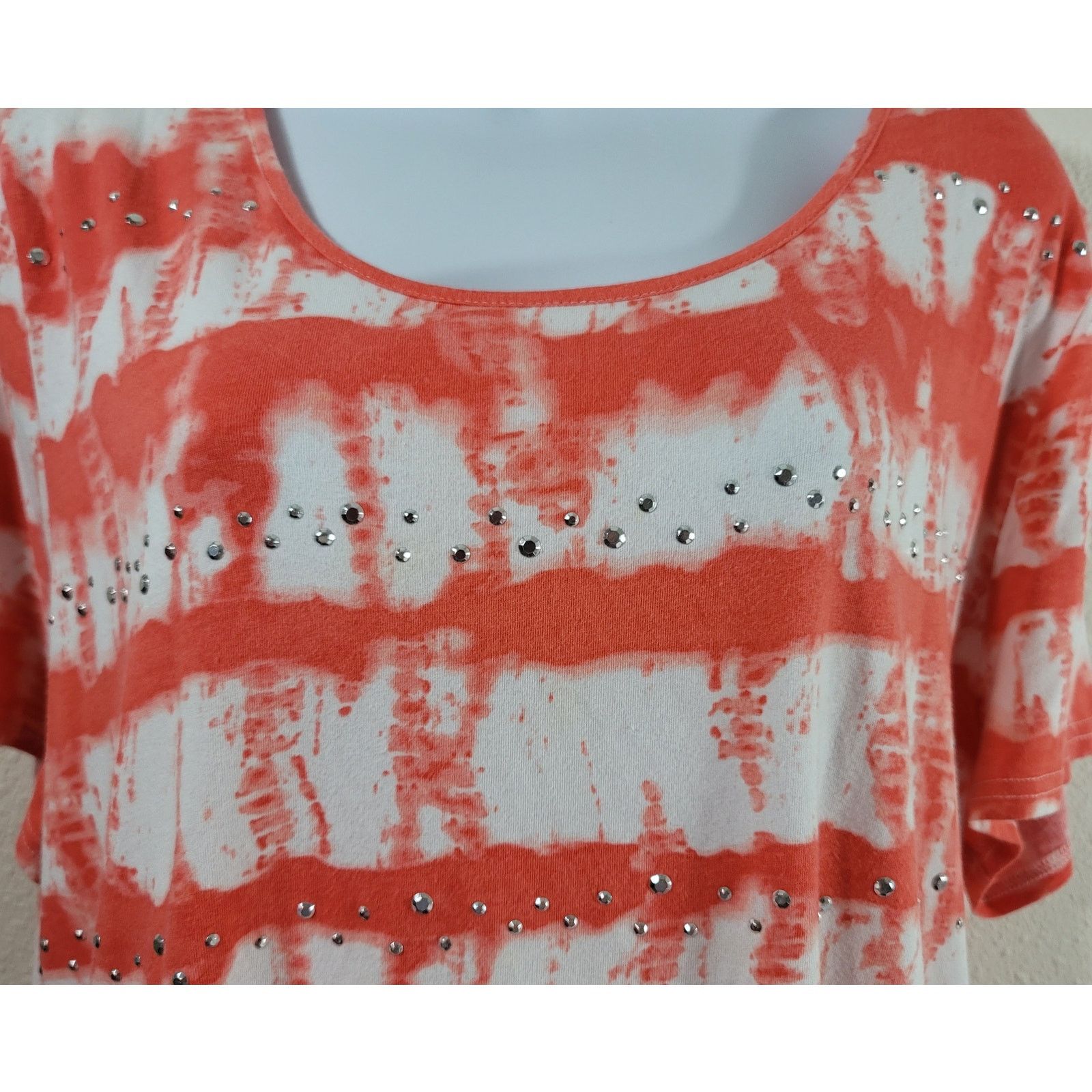 Other Lane Bryant Orange Tie Dyed Sequin Bodice Top 18 20 Tie Side Size XXL / US 16-18 / IT 52-54 - 2 Thumbnail