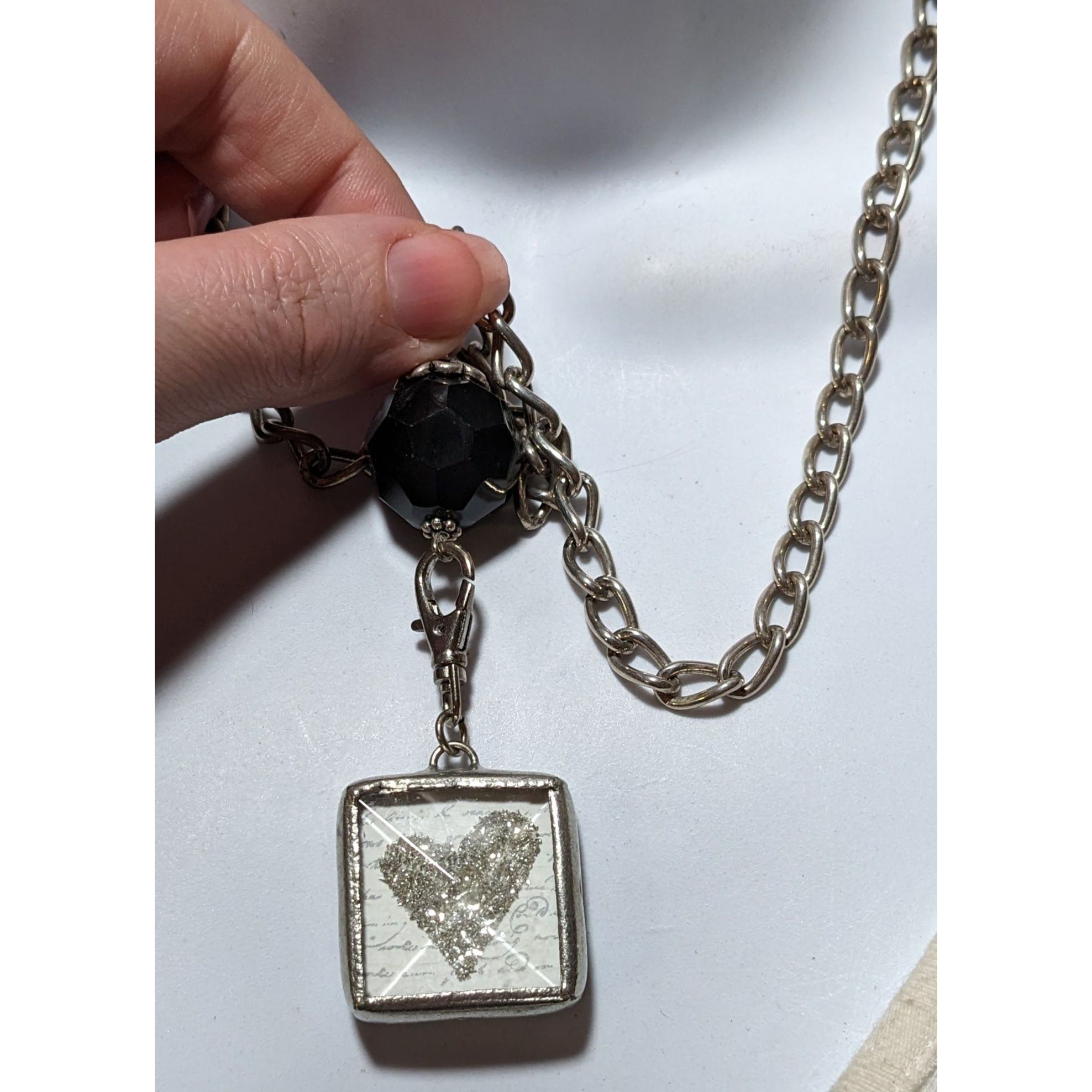 Other Unique Glitter Heart C Reversible Pendant Necklace Size ONE SIZE - 12 Thumbnail