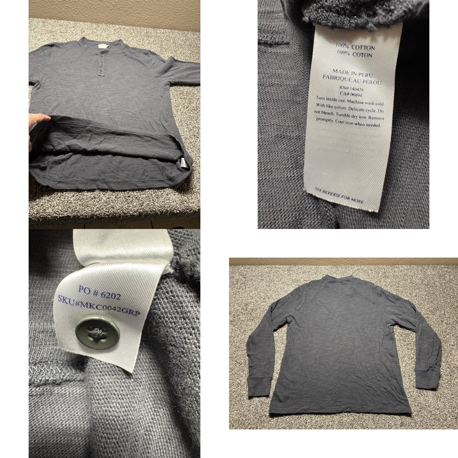 Faherty Faherty Henley Waffle Knit Thermal Shirt Mens Large Cotton Heather Gray Thick Shirt Mens Large Gray Thermal Henley Waffle Knit Faherty Size US L / EU 52-54 / 3 - 8 Thumbnail