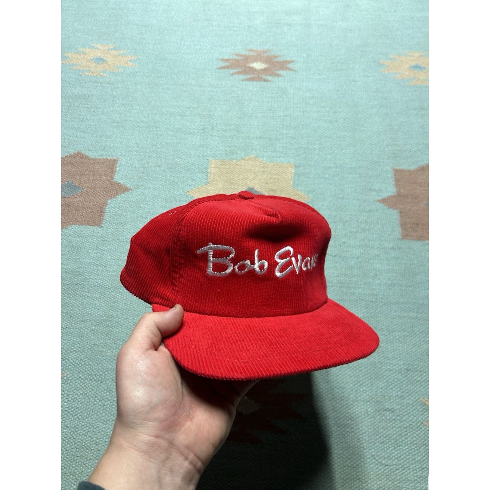 Vintage VINTAGE SnapBack Hat Corduroy Cap bob Evans restaurant food red adjustable Men Size ONE SIZE - 2 Thumbnail