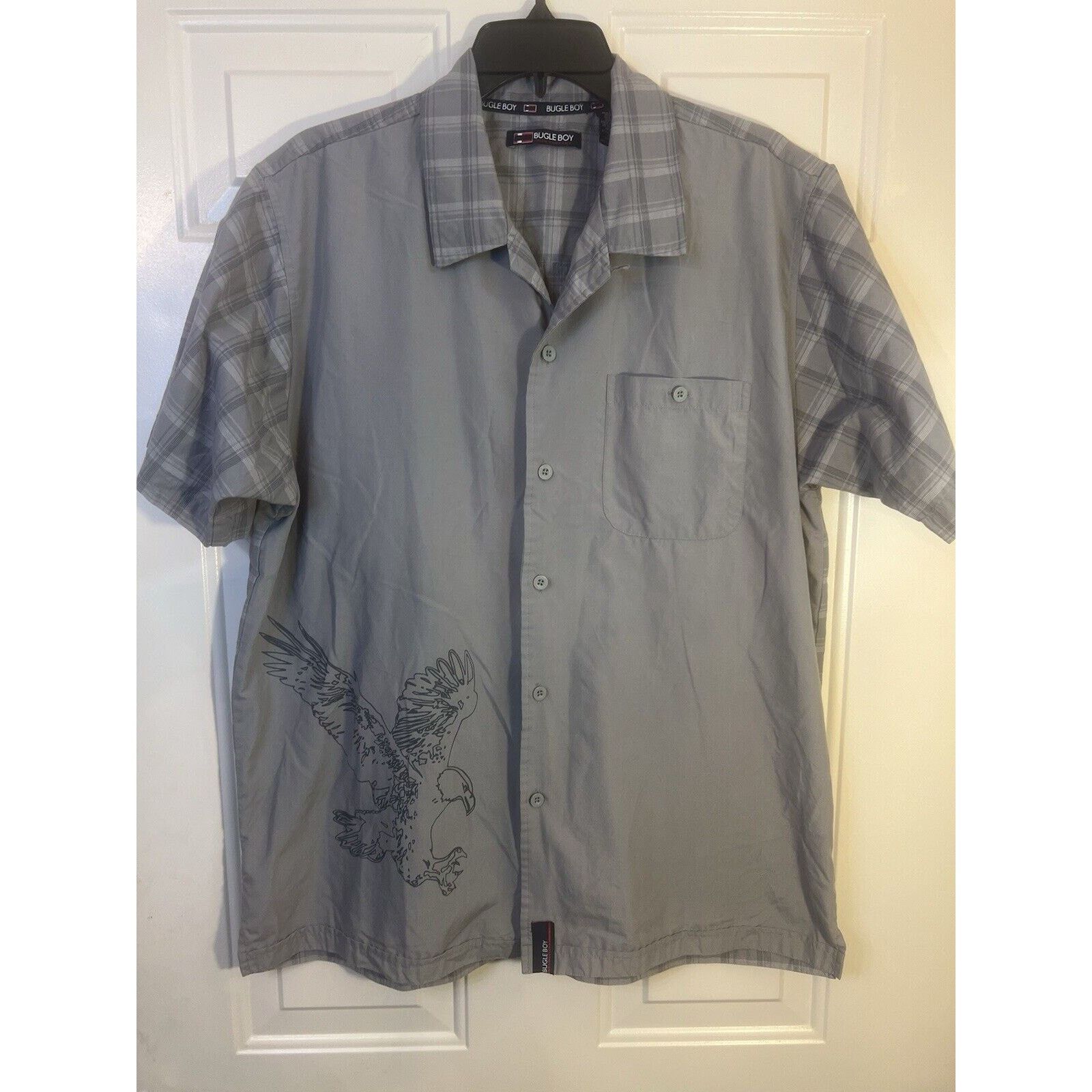 Bugle Boy VINTAGE Bugle Boy Mens Button Up Shirt Gray Plaid Large 2XL Size US L / EU 52-54 / 3 - 1 Thumbnail