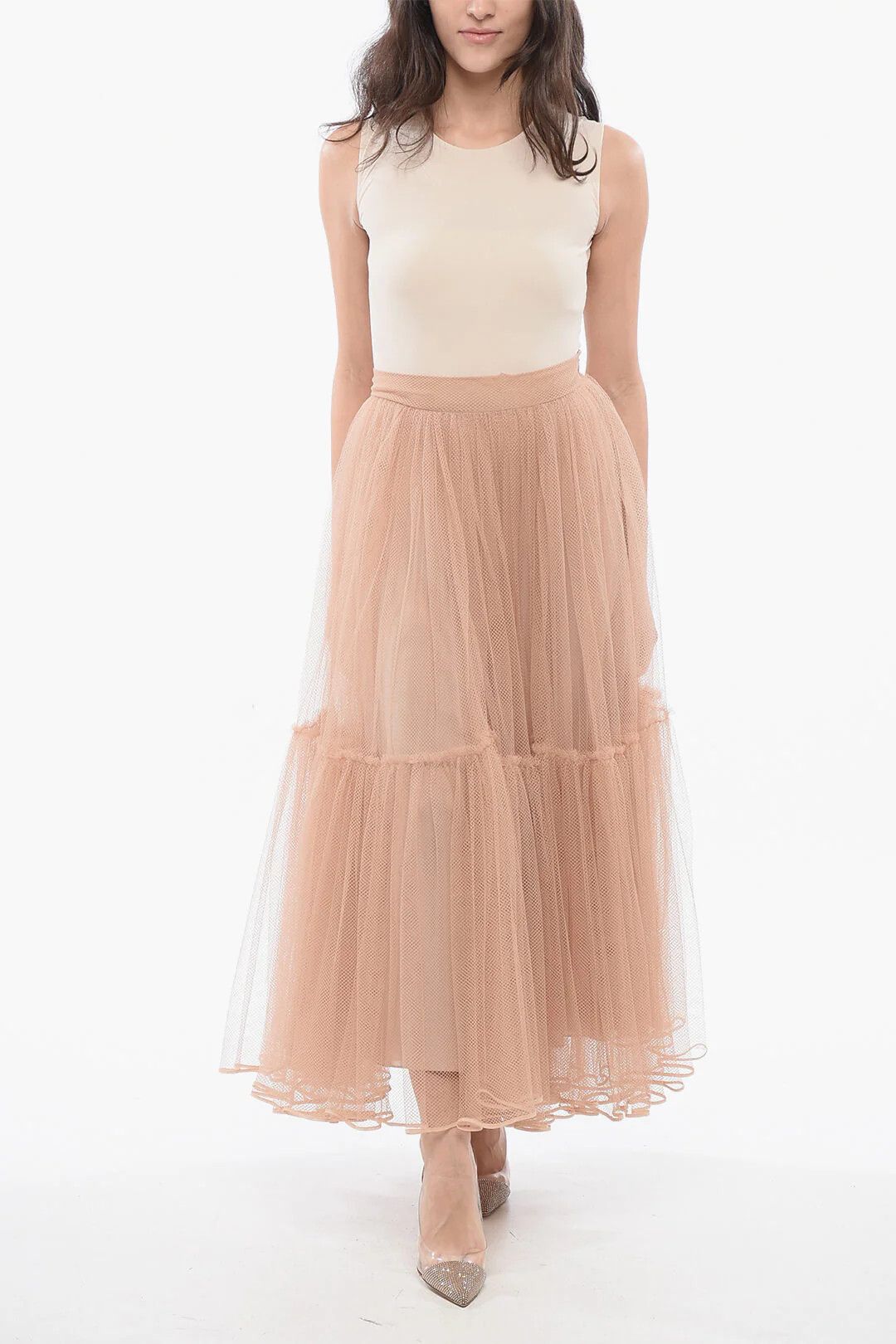 Dior o1mm0326 Long Mesh Circle Skirt in Pink Size 28" / US 6 / IT 42 - 4 Thumbnail