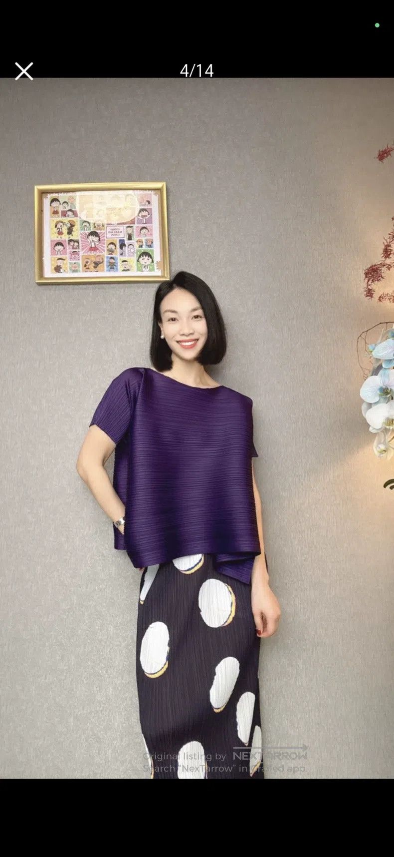 Issey Miyake Issey Miyake Grape Purple Stripe Short Sleeve Top Size L / US 10 / IT 46 - 4 Thumbnail