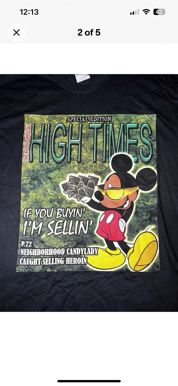 Vintage Super rare high times special addition Mickey weed T xl Size US XL / EU 56 / 4 - 1 Thumbnail