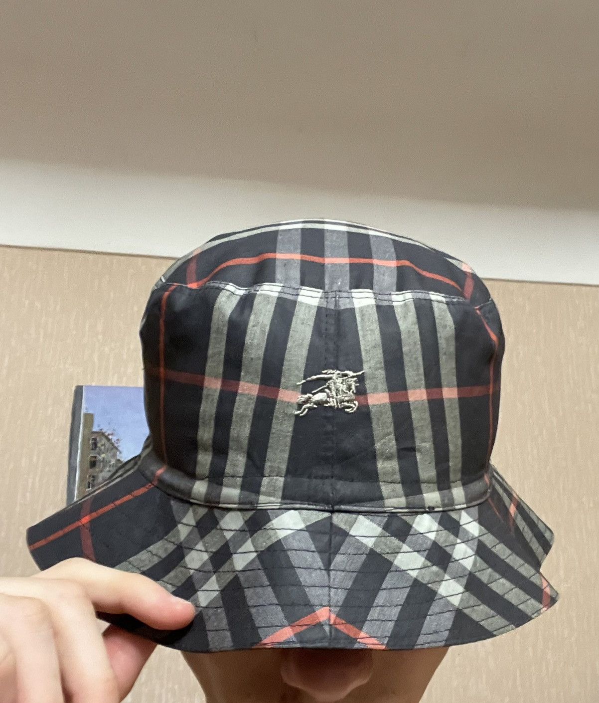 Vintage Burberrys logo bucket hat cotton panama