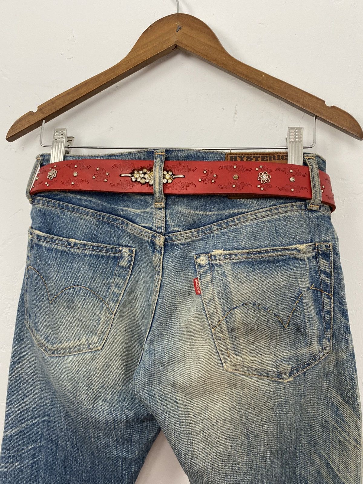 If Six Was Nine Red butterfly flower crystal 100% leather belt Size ONE SIZE - 6 Thumbnail
