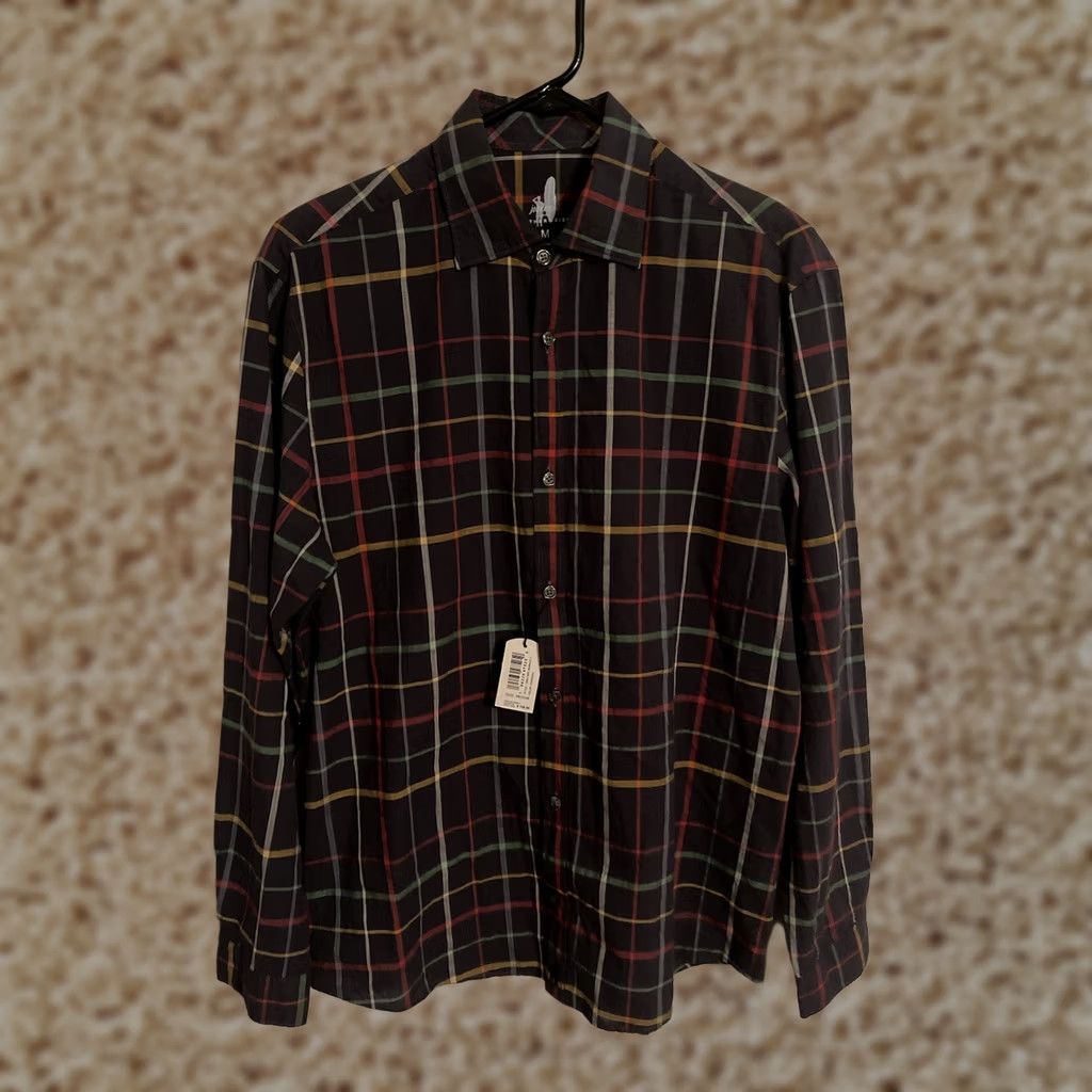 johnnie-O Johnnie-O Featherweight Burnley Charcoal L/S Button Up Shirt M Mens Gray Plaid Size US M / EU 48-50 / 2 - 1 Thumbnail