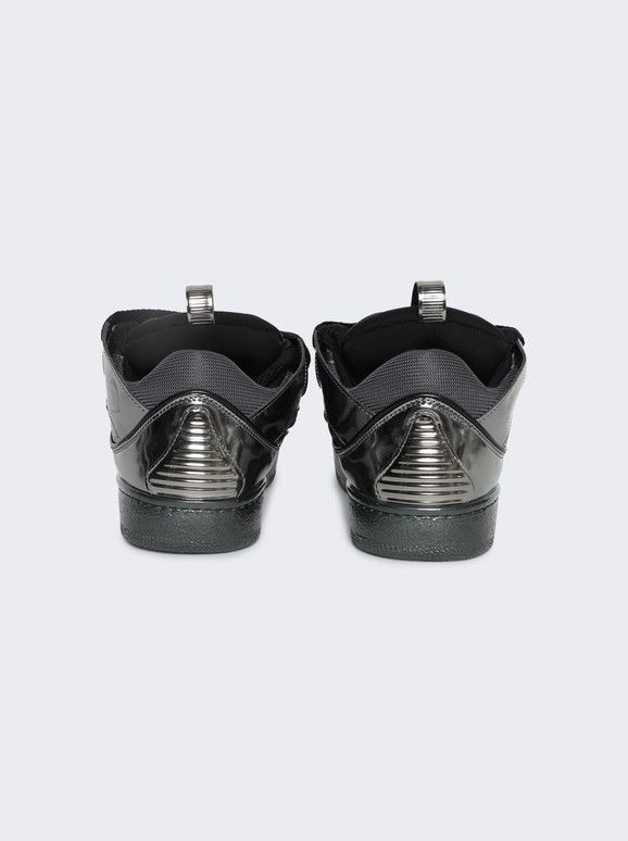 Lanvin o1w1db11124 Metallic Leather Curb Sneakers in Black Size US 8 / IT 38 - 3 Thumbnail