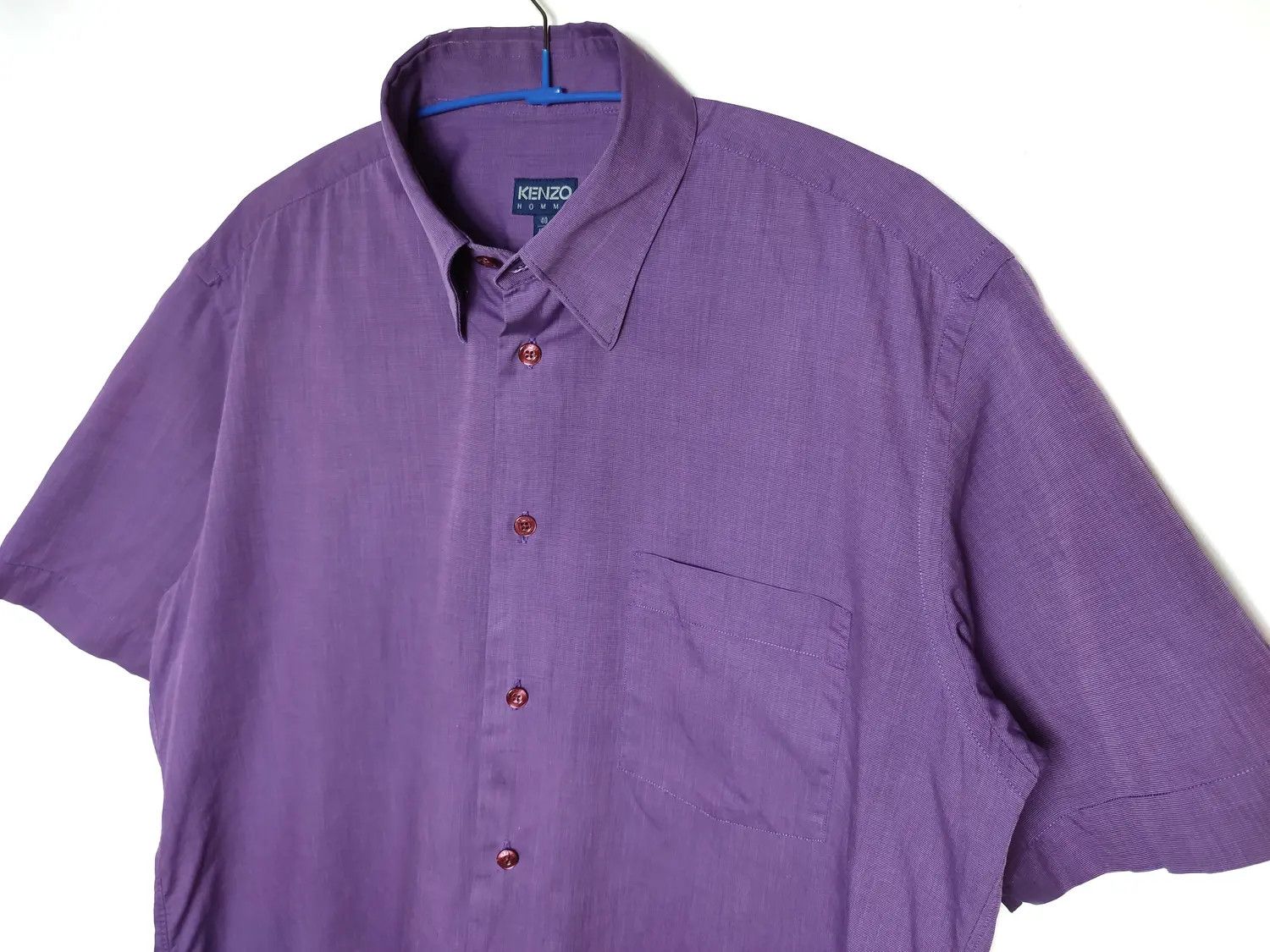 Designer × Kenzo × Vintage Kenzo Homme Purple Short sleeve button shirt Size US M / EU 48-50 / 2 - 2 Thumbnail