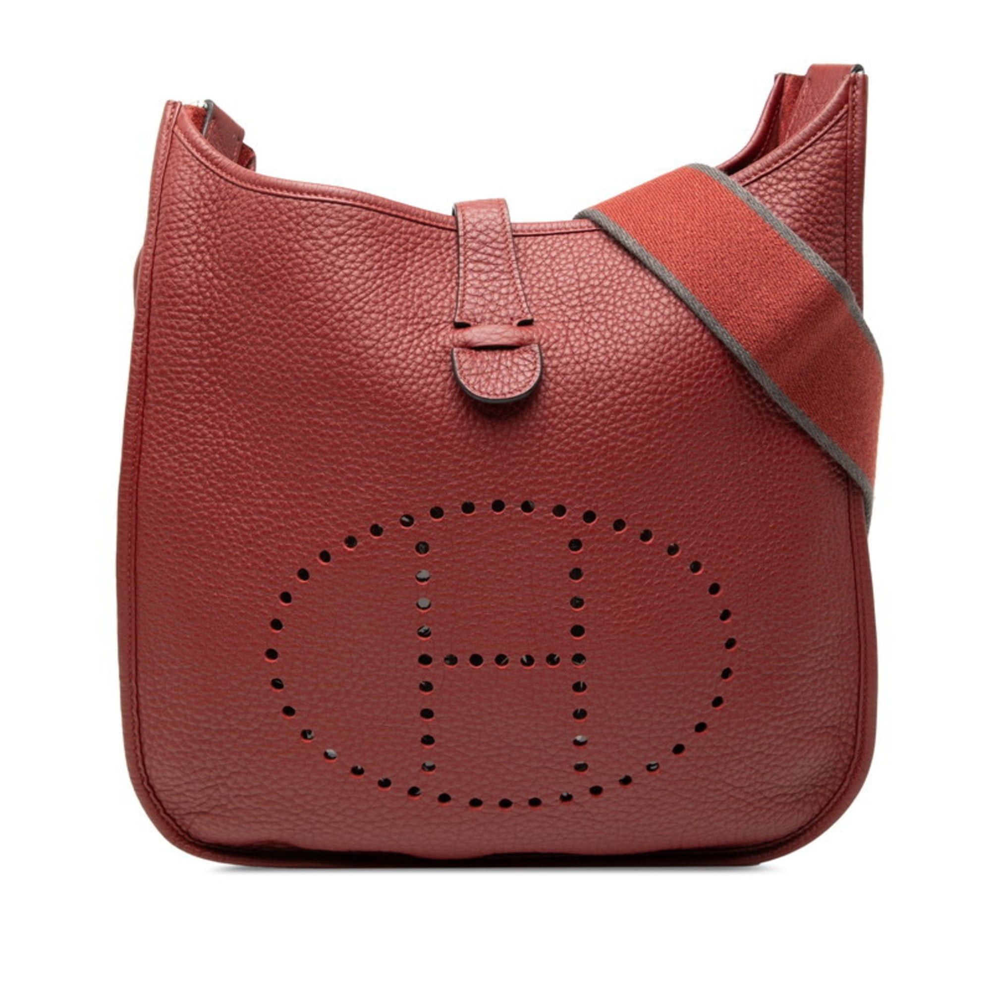 Hermes Hermès Evelyne 3 GM Crossbody Shoulder Bag in Rouge Grenat Red Taurillon Clemence Leather for Women