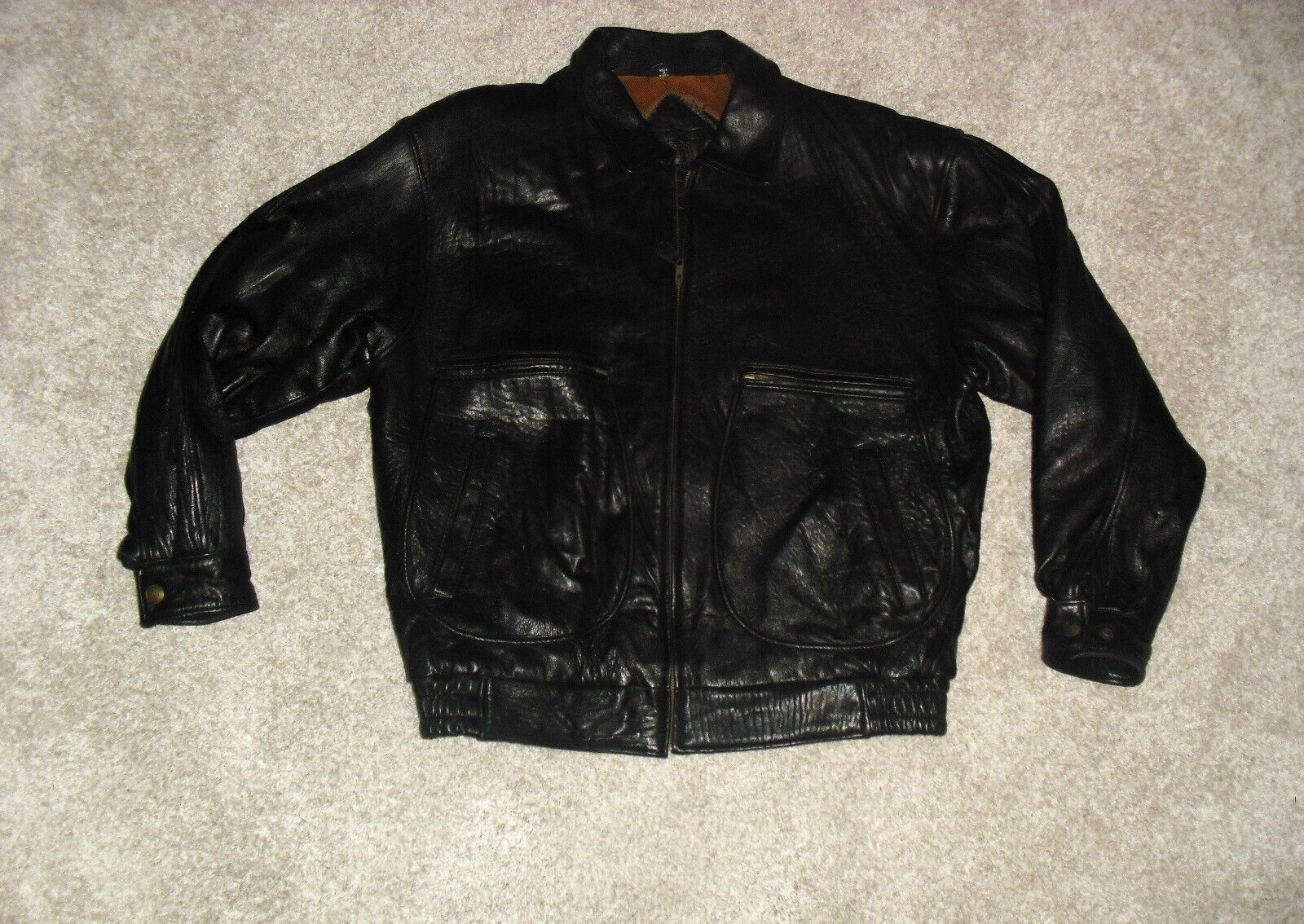 image of Unkwn New River $250 Leather Mens Full Zip Up Jacket Sz. Large New in Black