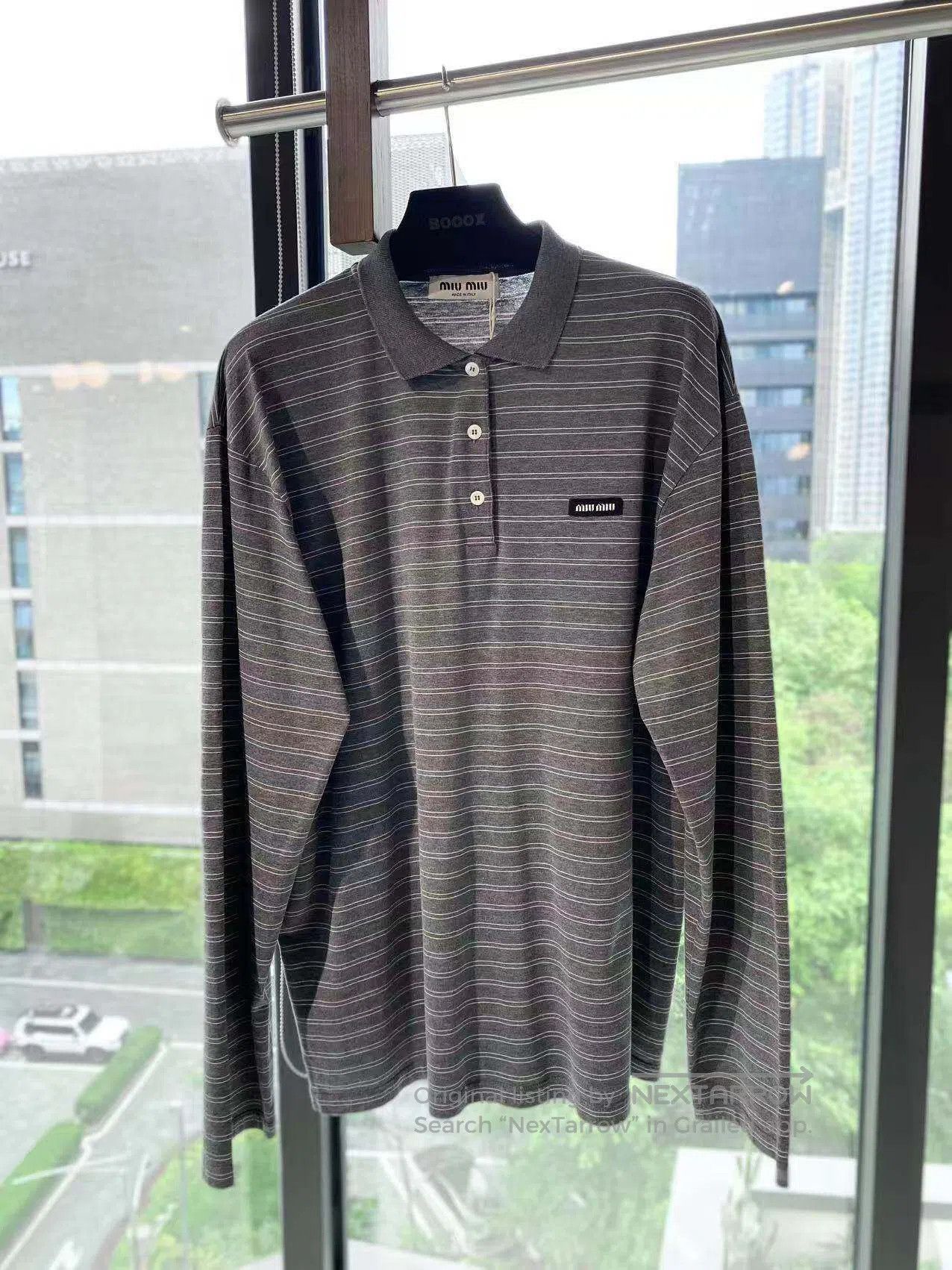 Miu Miu Miu Miu Chest logo monogram print striped long-sleeved pol Size XS / US 0-2 / IT 36-38 - 2 Thumbnail