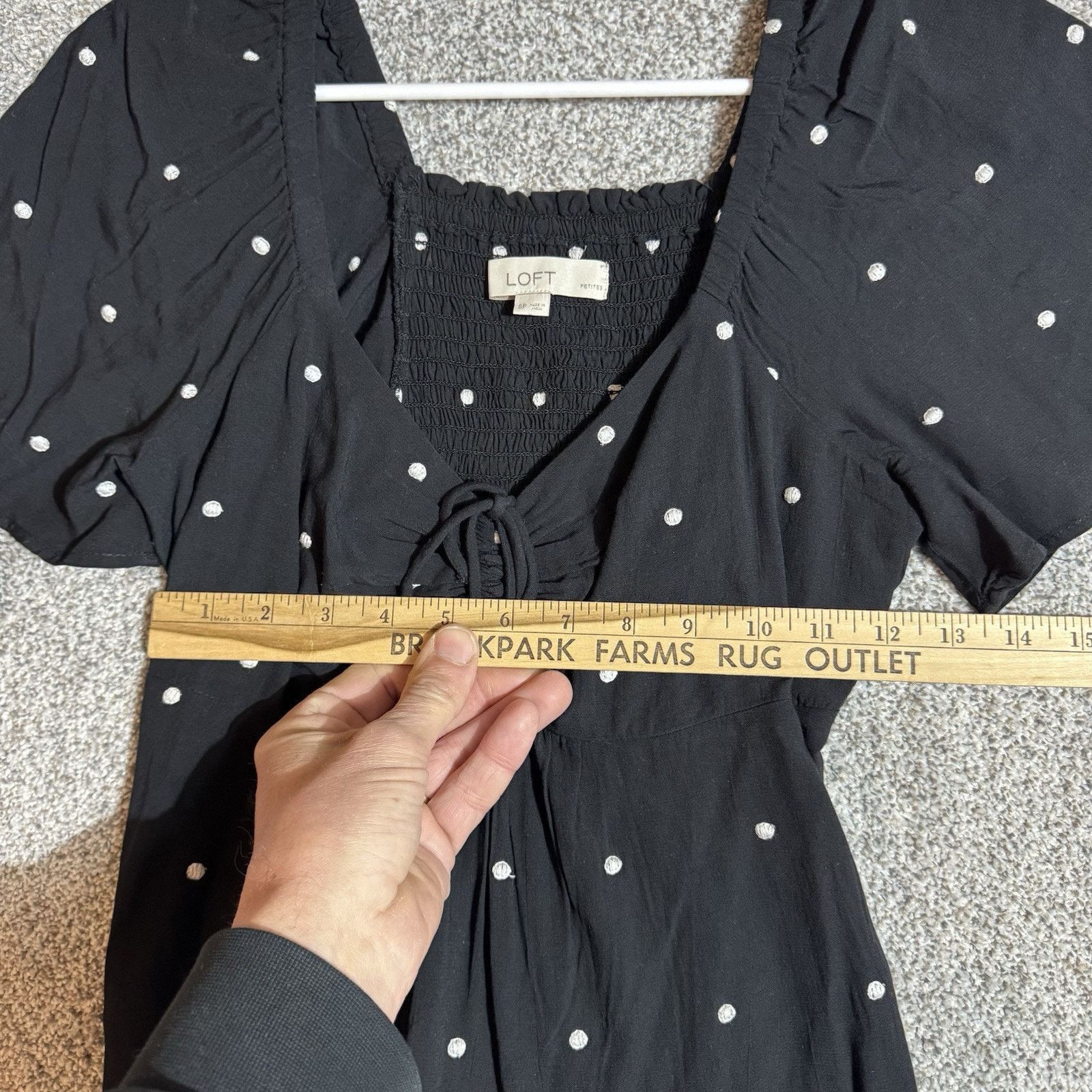 Loft Loft Peasant Top Women S Petite Embroidered Dots Smocked Size S / US 4 / IT 40 - 2 Thumbnail