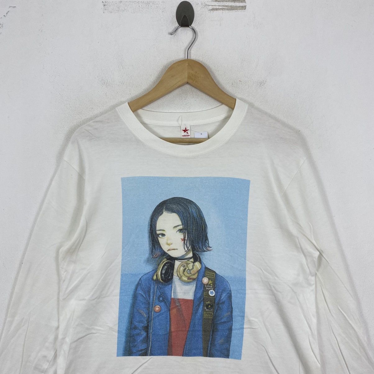 Japanese Brand Rockin’Star Anime Girl Graphic Long Sleeve Shirt White L Size US L / EU 52-54 / 3 - 3 Thumbnail