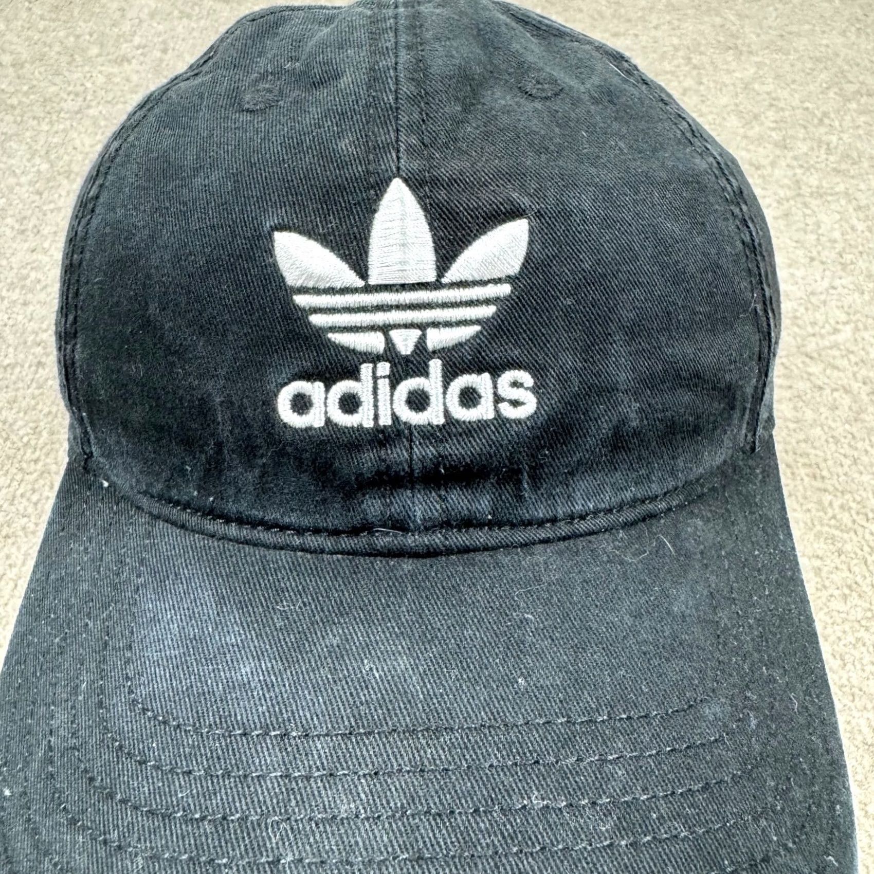 Adidas Adidas Hat Cap Mens Black Adjustable Strap Back Tre Foil Logo Casual Size ONE SIZE - 3 Thumbnail