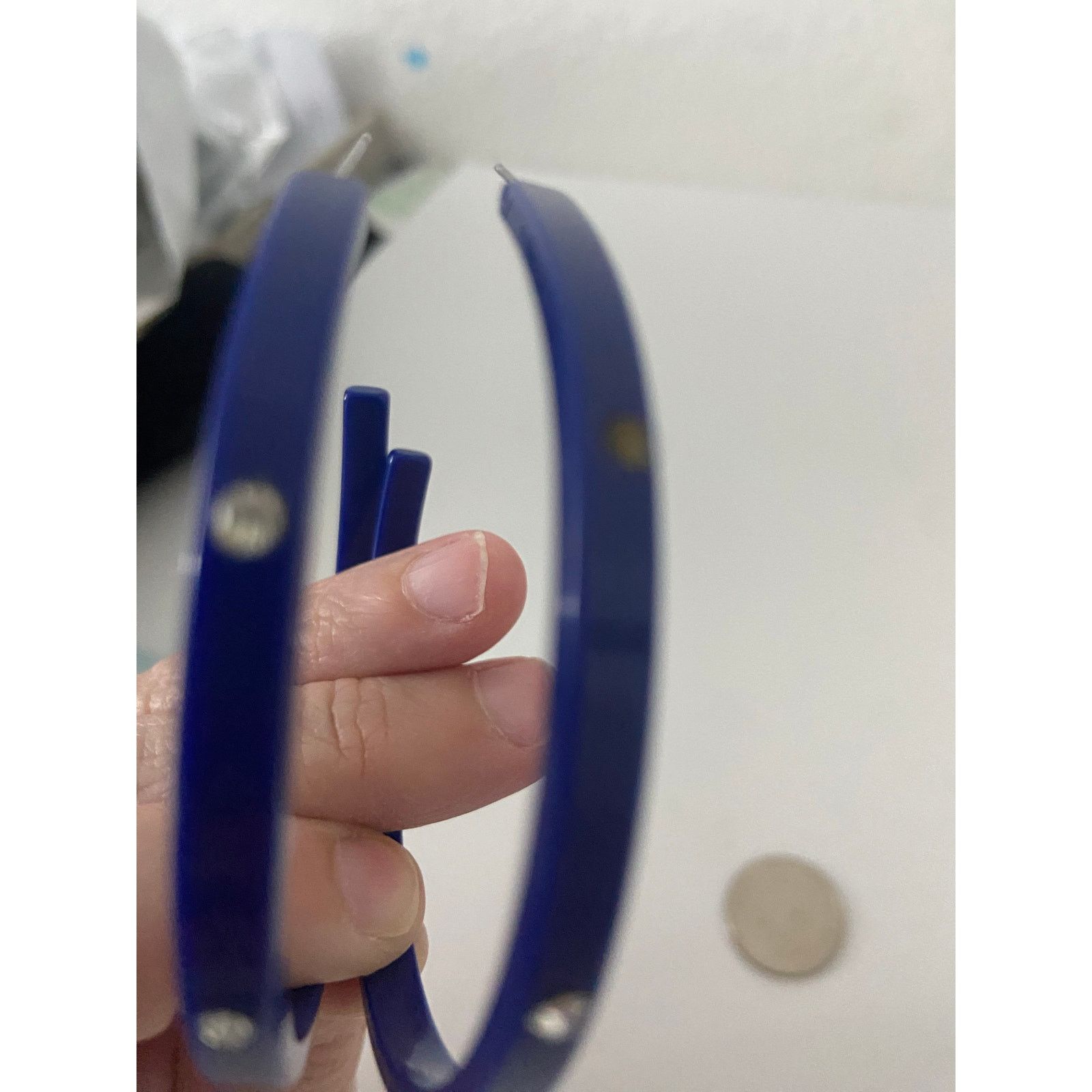 Other Navy blue hoop earrings with rhinestone Size ONE SIZE - 4 Thumbnail