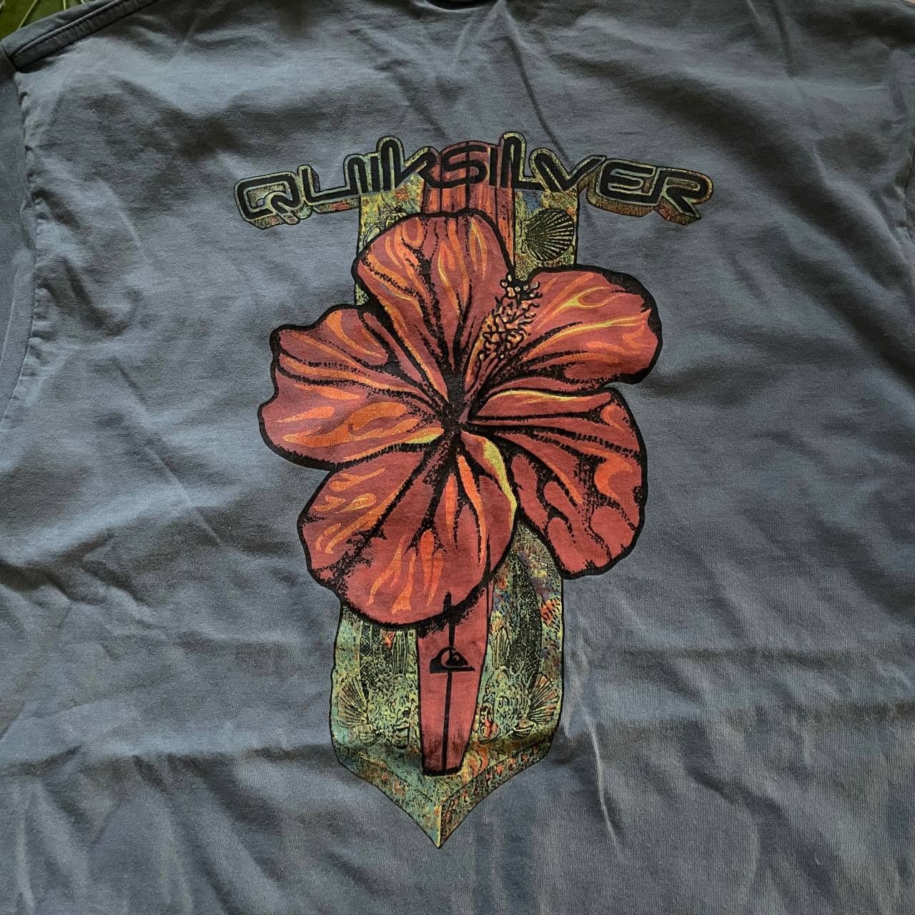 Quiksilver × Vintage VINTAGE Y2K QUIKSILVER AMAZING FLOWER RARE T SHIRT Size US L / EU 52-54 / 3 - 3 Thumbnail