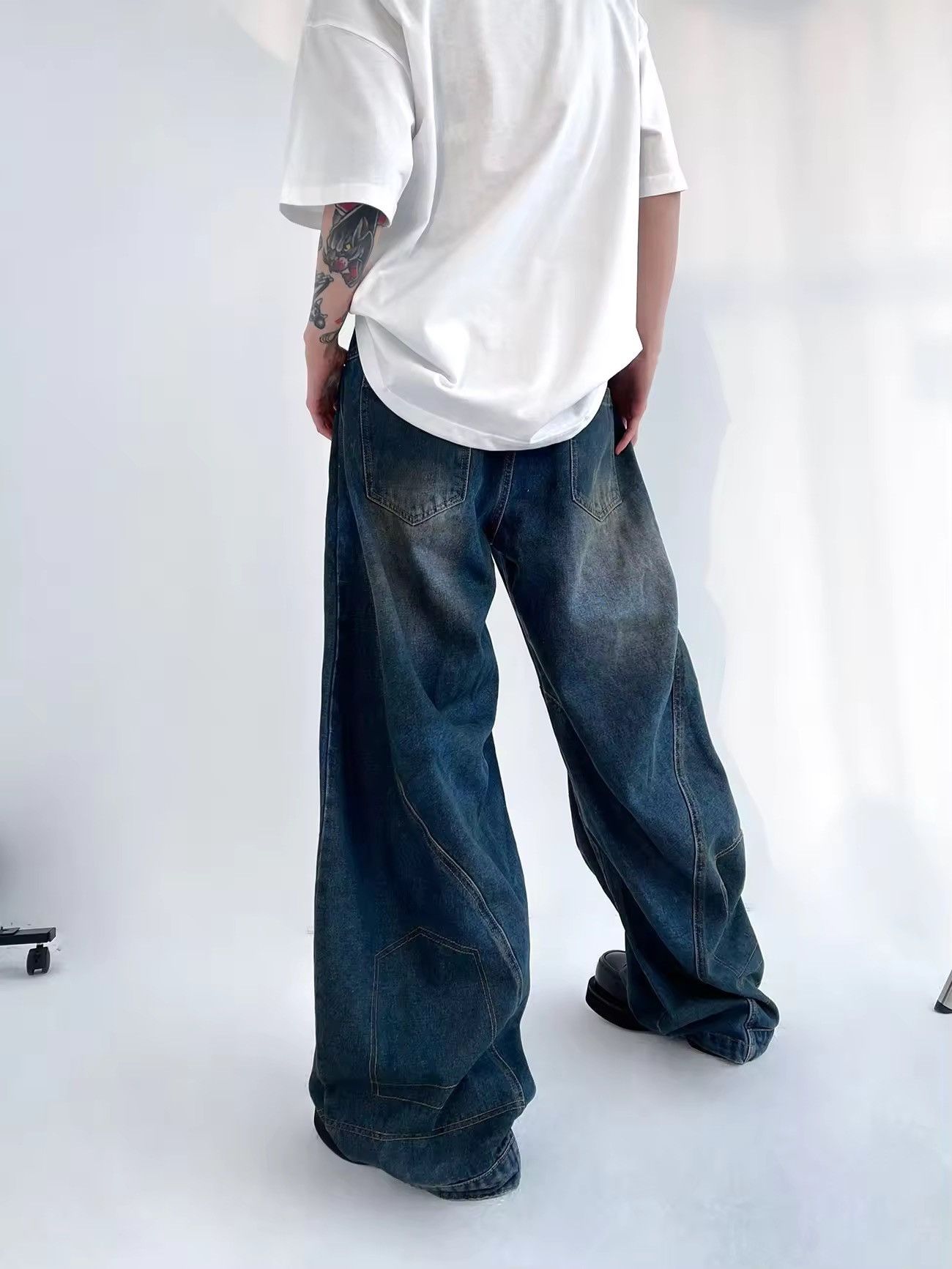 Designer × Vintage Streetwear Ripped Distressed Hip Hop Wide Leg Jeans Pants Size US 29 - 3 Thumbnail