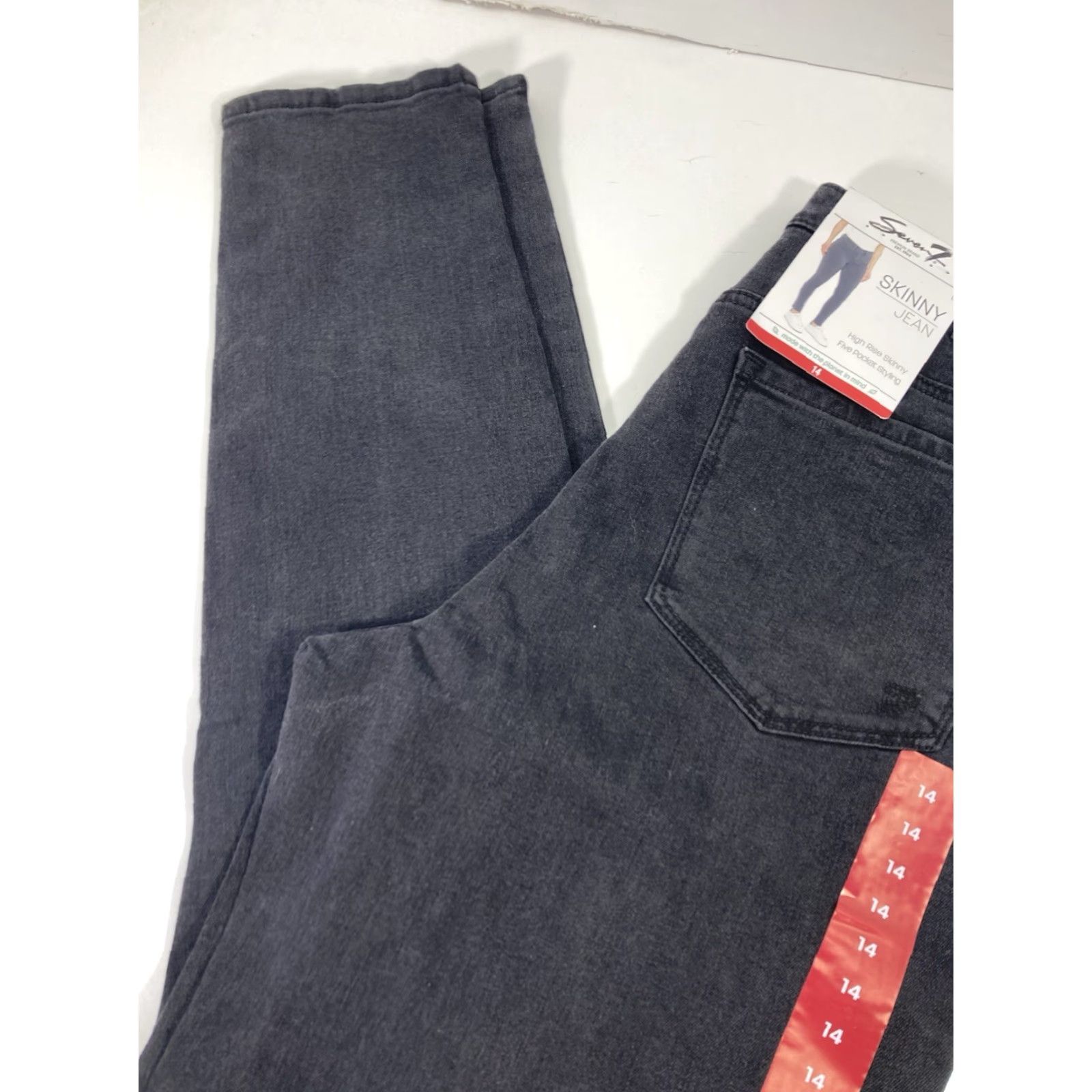 Vintage Seven7 Skinny Jeans Women Size 14 34X30 Black Denim High Rise Stretch NWT Size 36" / US 14 / IT 50 - 3 Thumbnail