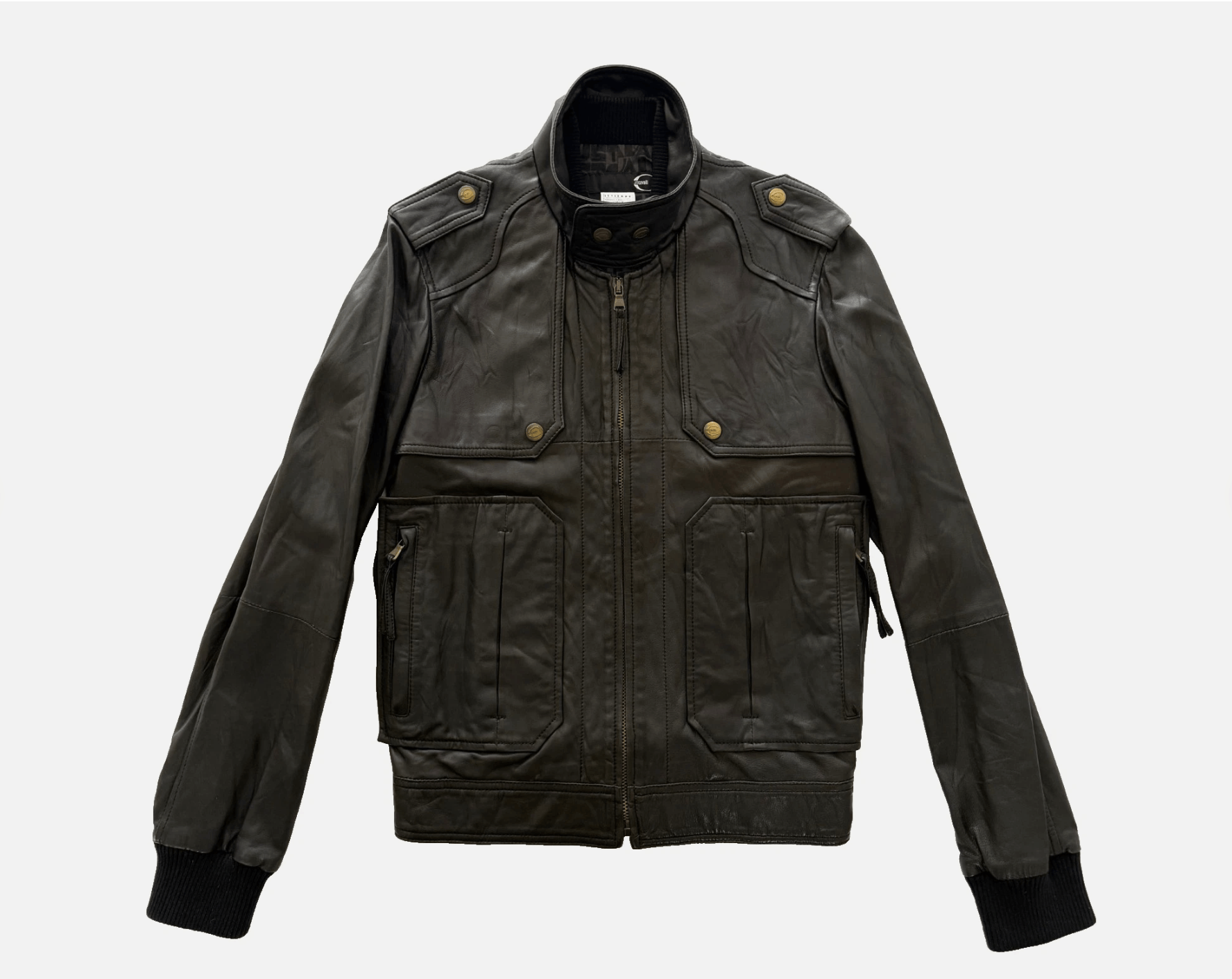 Just Cavalli Just Cavalli Black Genuine Leather Jacket Size M Size US M / EU 48-50 / 2 - 1 Thumbnail