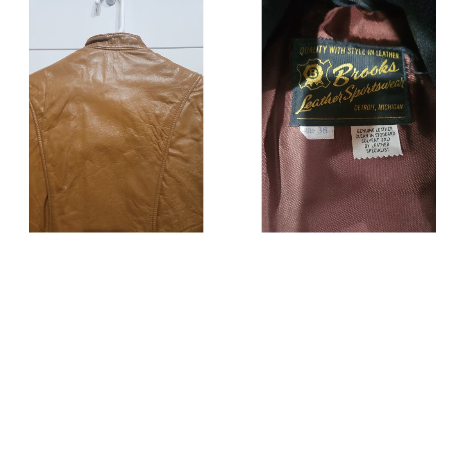 Brooks Vtg Brooks Leather Motorcycle Coat Mens 38 Brown Leather Jacket Full Zip Vintage Style Cafe Racer Body: Mens Size 38 Brown Leather Motorcycle Jacket Size US XXS / EU 40 - 8 Thumbnail