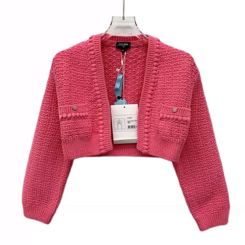 Chanel Chanel Pink High-Waisted Knit Cardigan Jacket- DMC Size US XXS / EU 40 - 1 Thumbnail