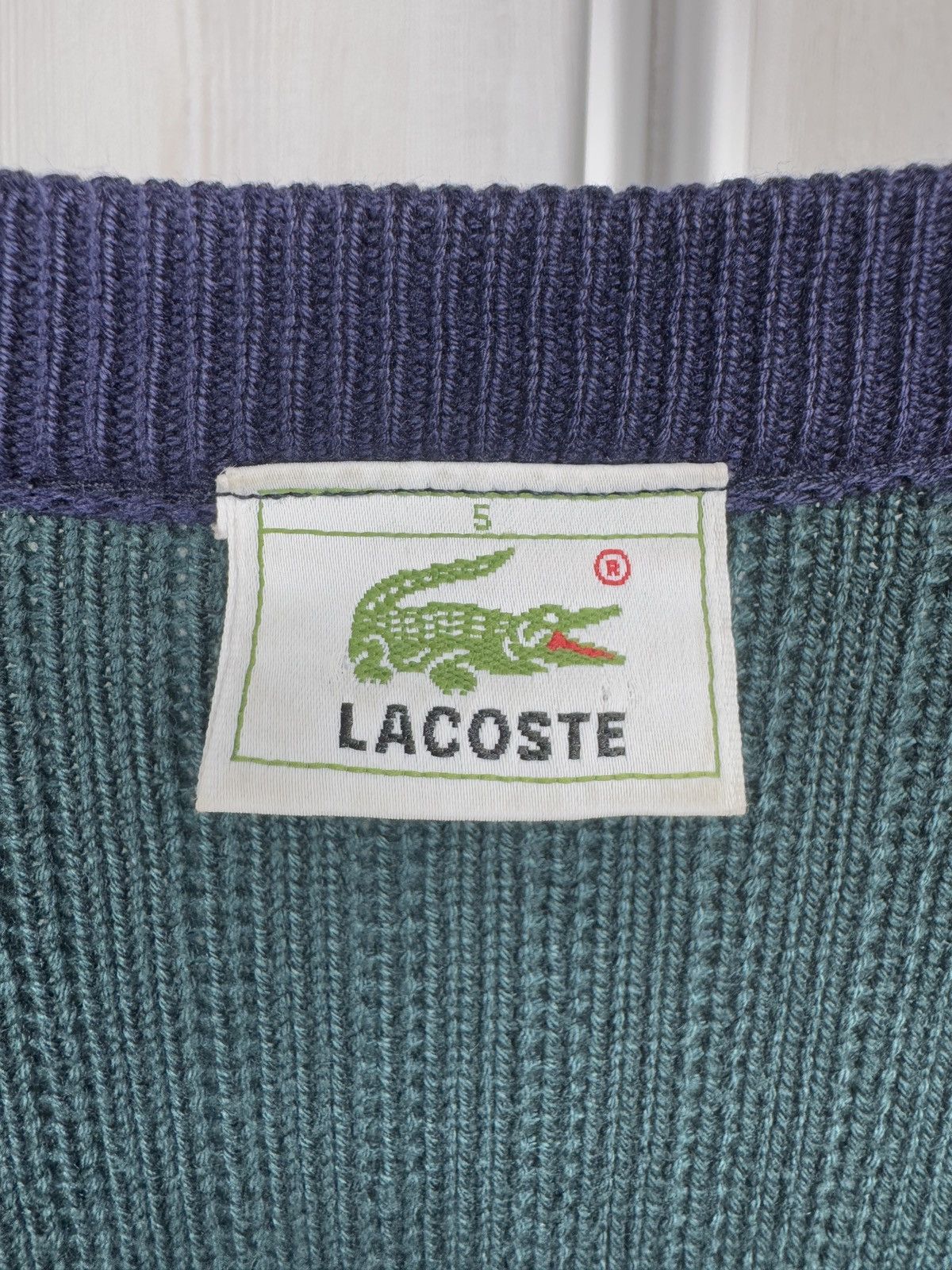 Lacoste Lacoste vintage 90s green striped cotton blend cardigan Size US L / EU 52-54 / 3 - 11 Thumbnail