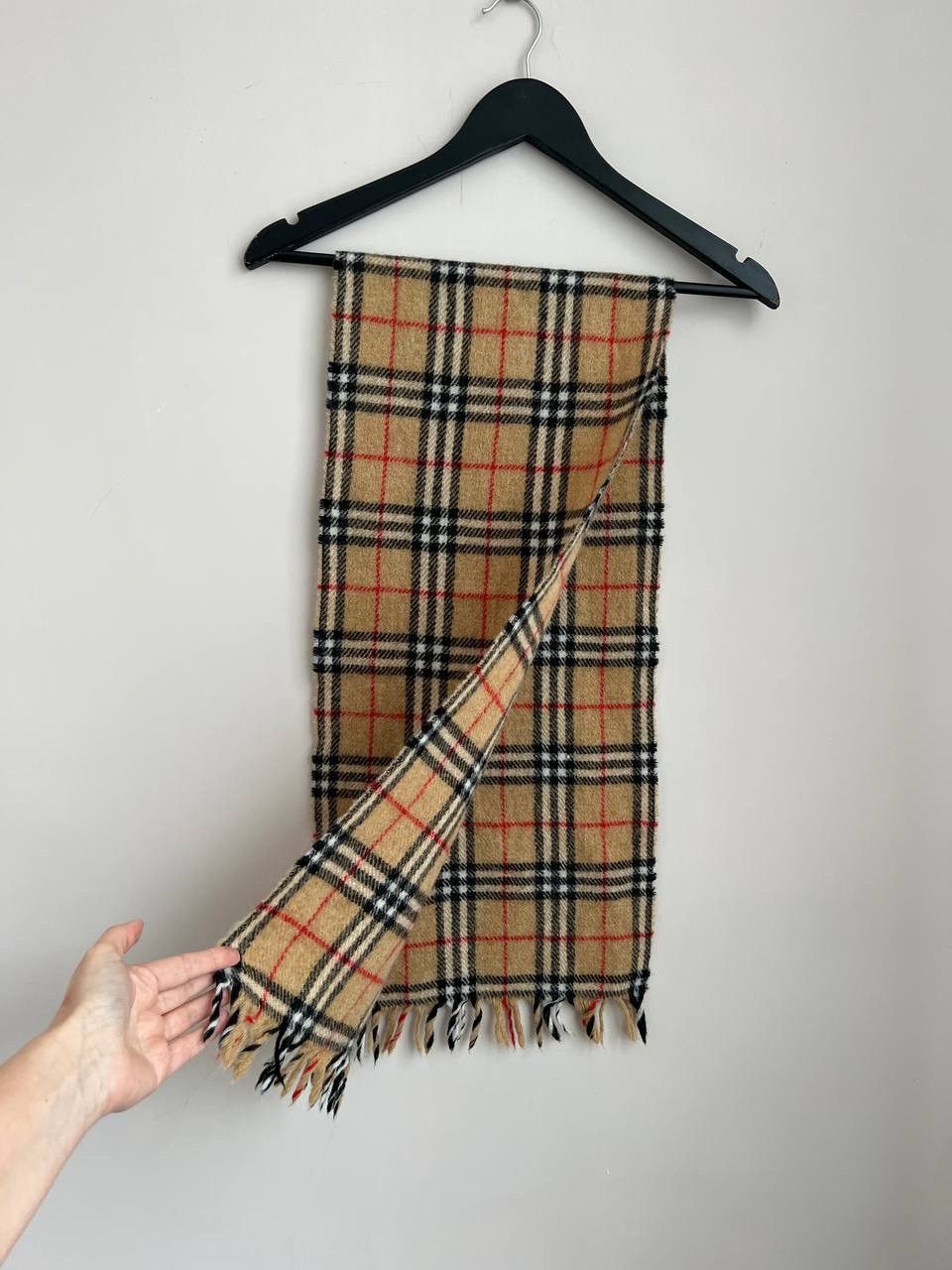 Burberry Burberrys vintage beige wool check scarf Size ONE SIZE - 4 Thumbnail