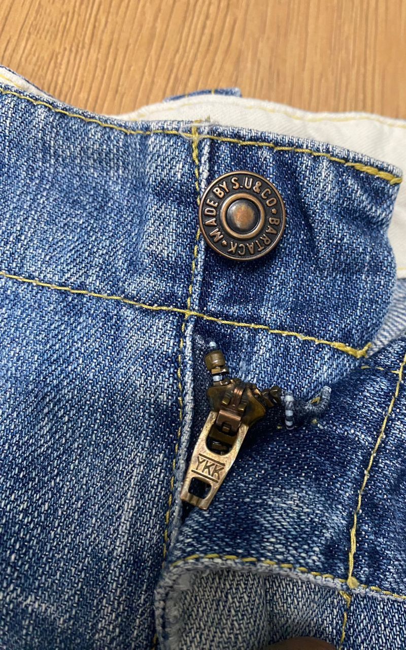 Japanese Brand 💥 Need Gone💥 Bartack Work Clothing Dept Distressed Jeans Size US 31 - 17 Thumbnail