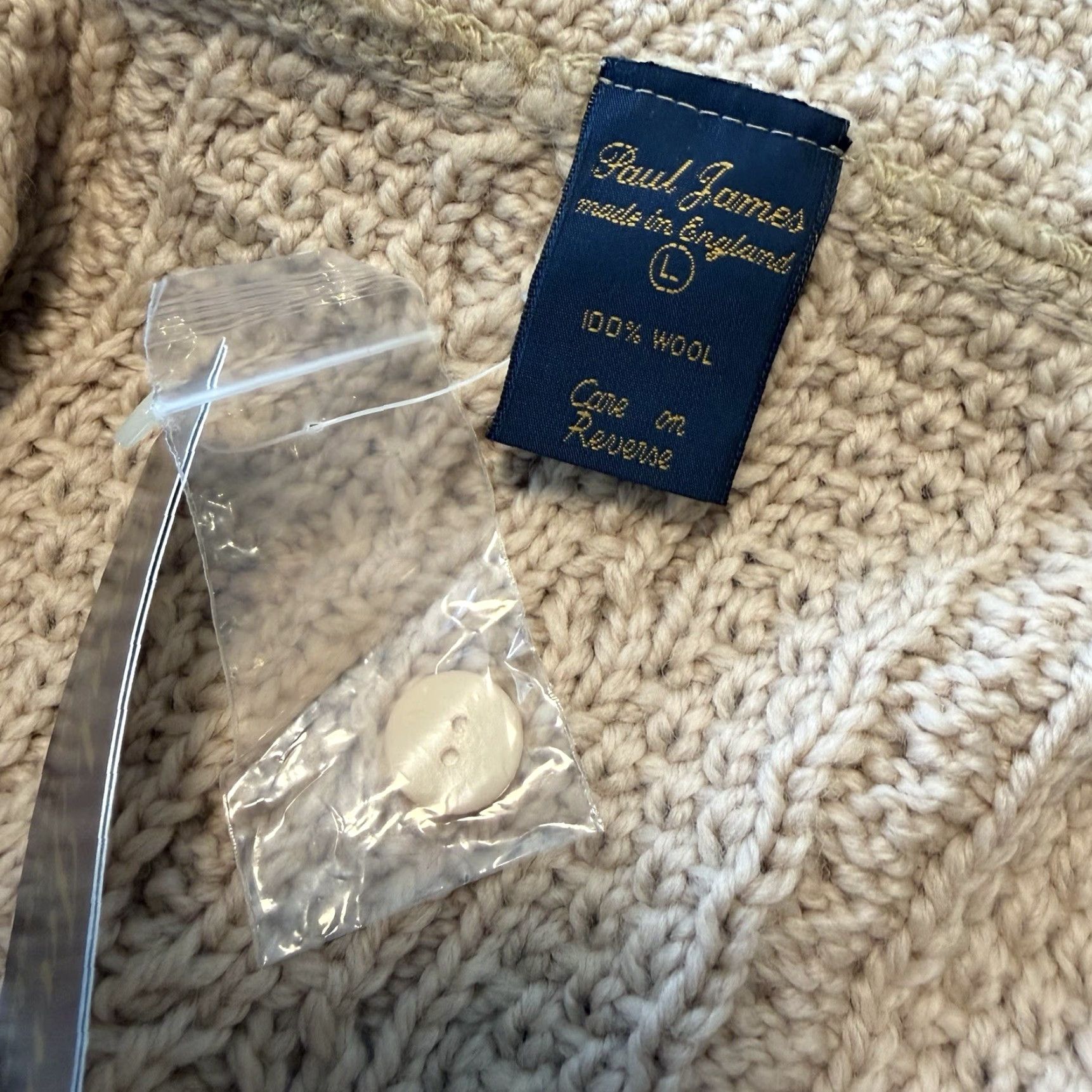 Paul James VINTAGE Paul James Wool Cable Knit Fisherman Cardigan Sweater Womens Large Ivory England Size L / US 10 / IT 46 - 3 Thumbnail