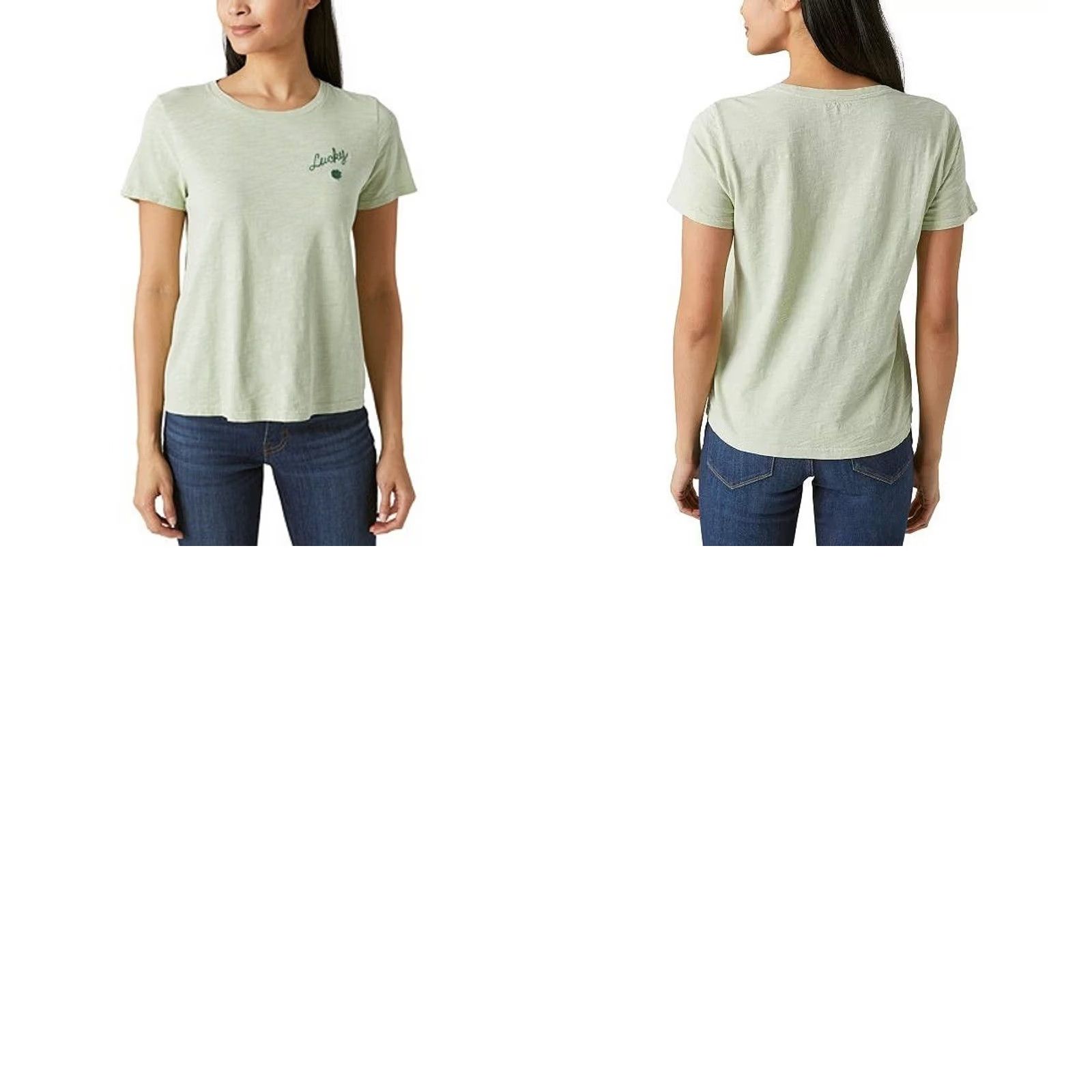Lucky Brand Lucky Brand Womens Lucky Clover T-Shirt Sage Green Embroidered Slub Tee Size M Size M / US 6-8 / IT 42-44 - 9 Thumbnail