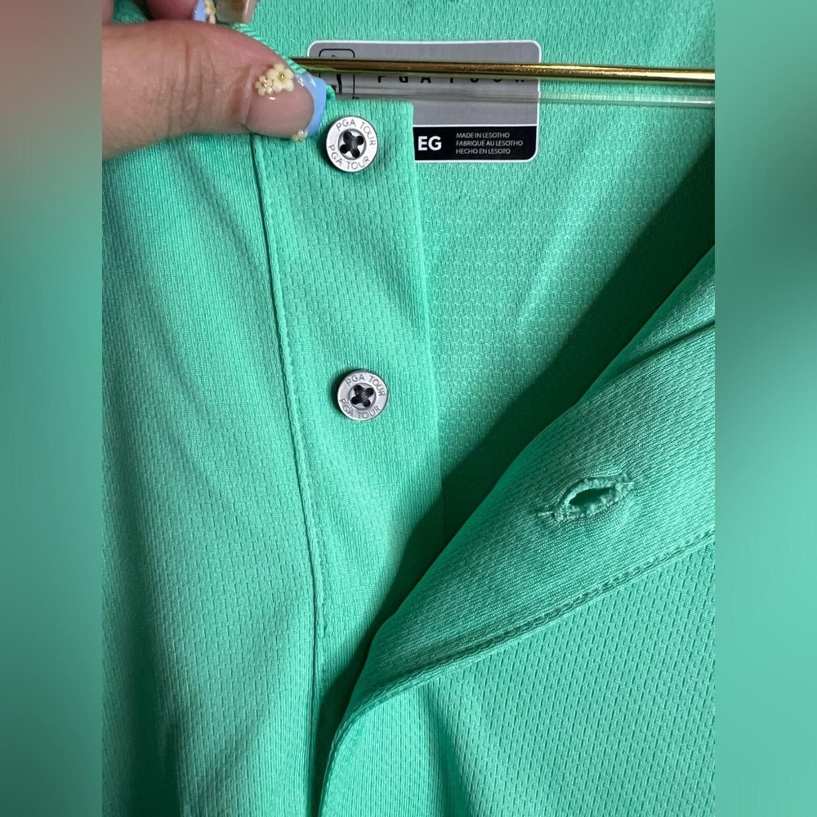 PGA Tour Men's XL PGA Tour Mint Teal Golf Polo Size US XL / EU 56 / 4 - 3 Thumbnail