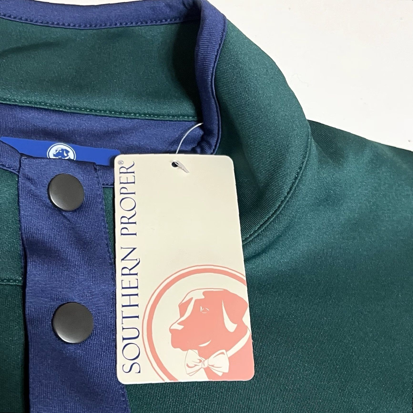 Southern Proper Southern Proper Mens XXL Pullover 1/4 Snap Button Green Sweater NWT Shirt? Size US XXL / EU 58 / 5 - 7 Thumbnail