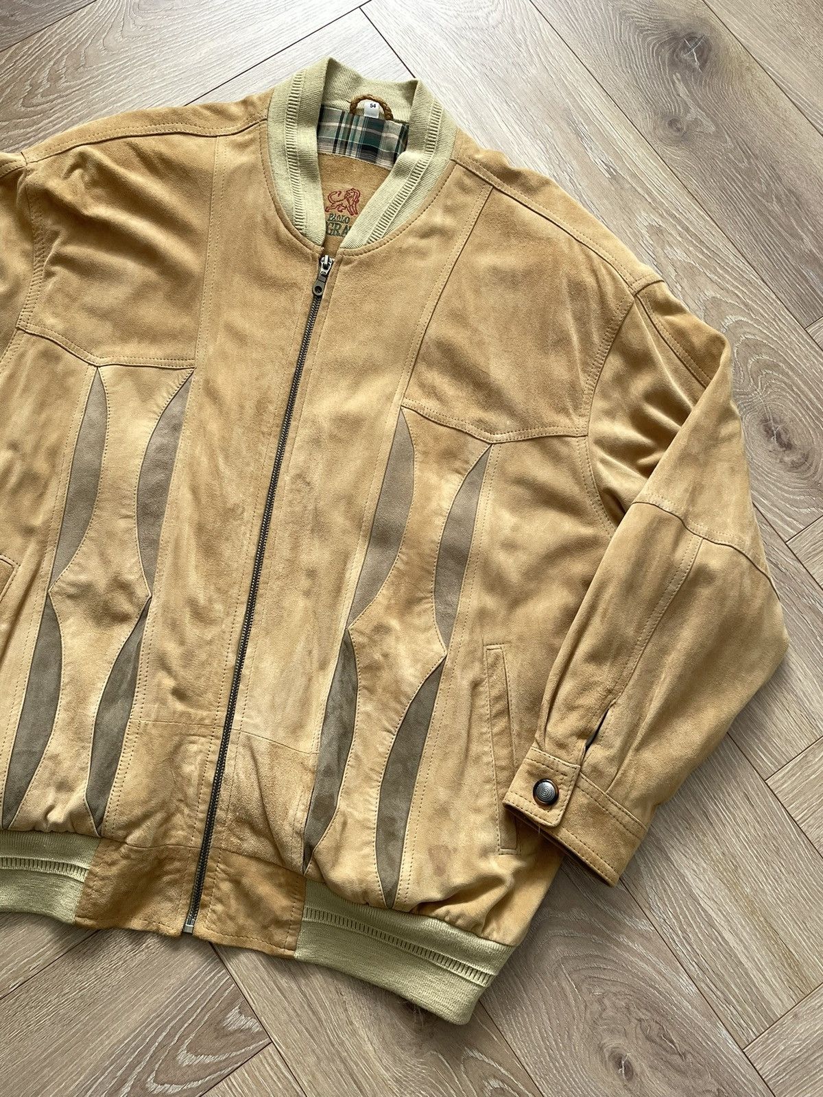 Vintage Vintage Y2k Beige Leather Oversize Bomber Jacket Avant Garde Size US XL / EU 56 / 4 - 3 Thumbnail