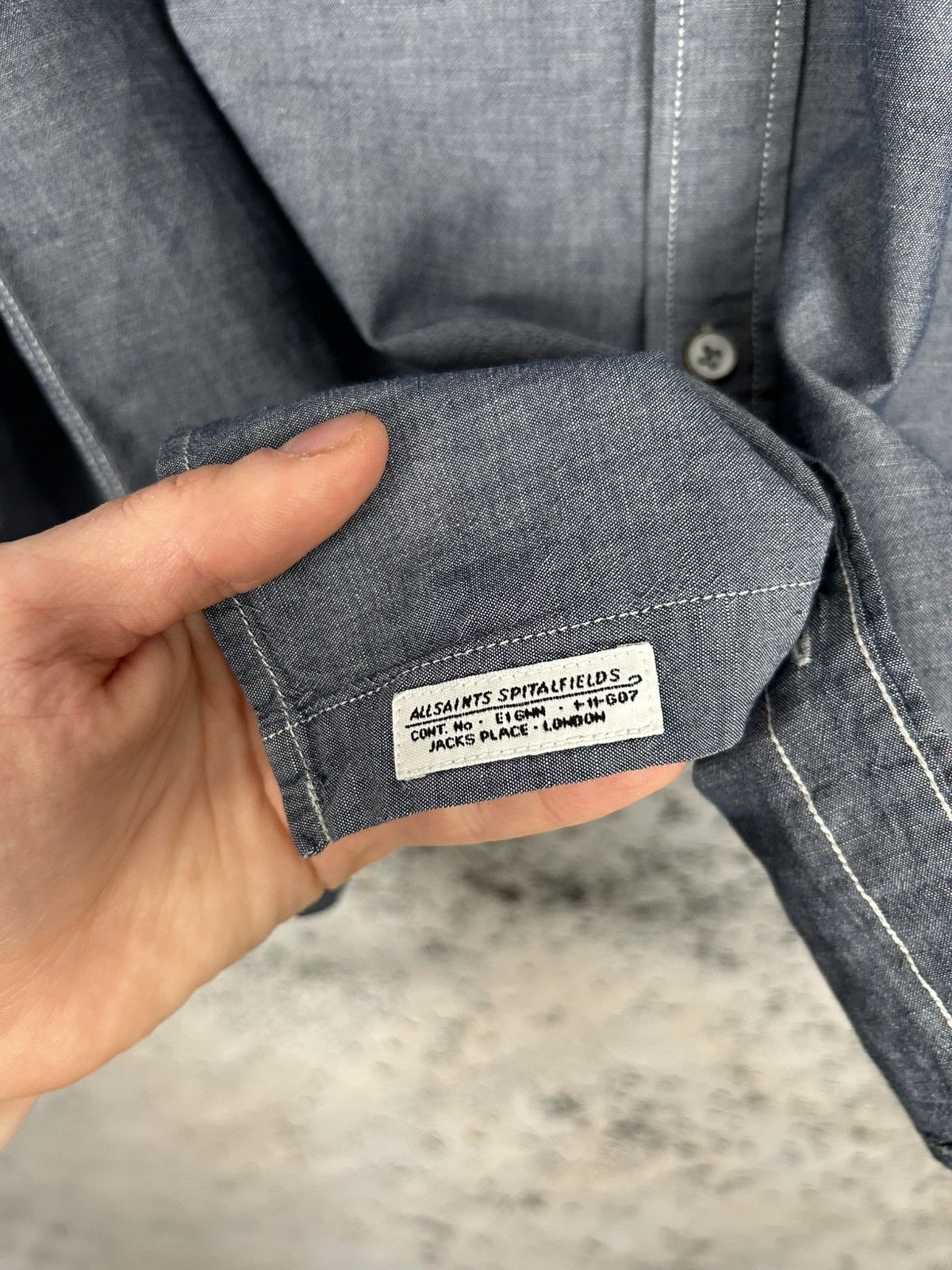 Allsaints Allsaints Grey Blue Denim Shirt Streetwear Designer Size US M / EU 48-50 / 2 - 6 Thumbnail