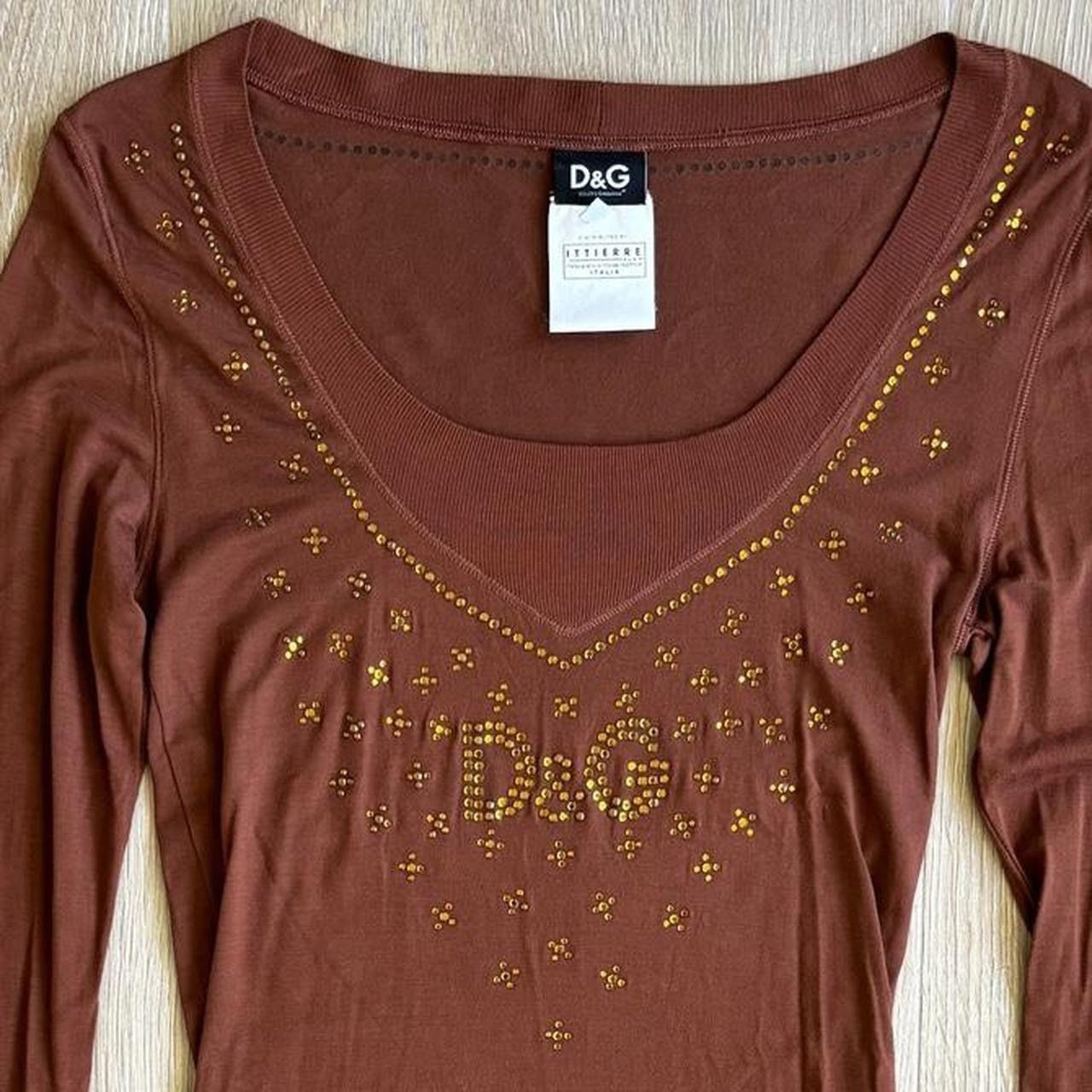 Dolce & Gabbana Dolce & Gabbana Rhinestone Long Sleeve y2k Rayon Top Size S / US 4 / IT 40 - 2 Thumbnail