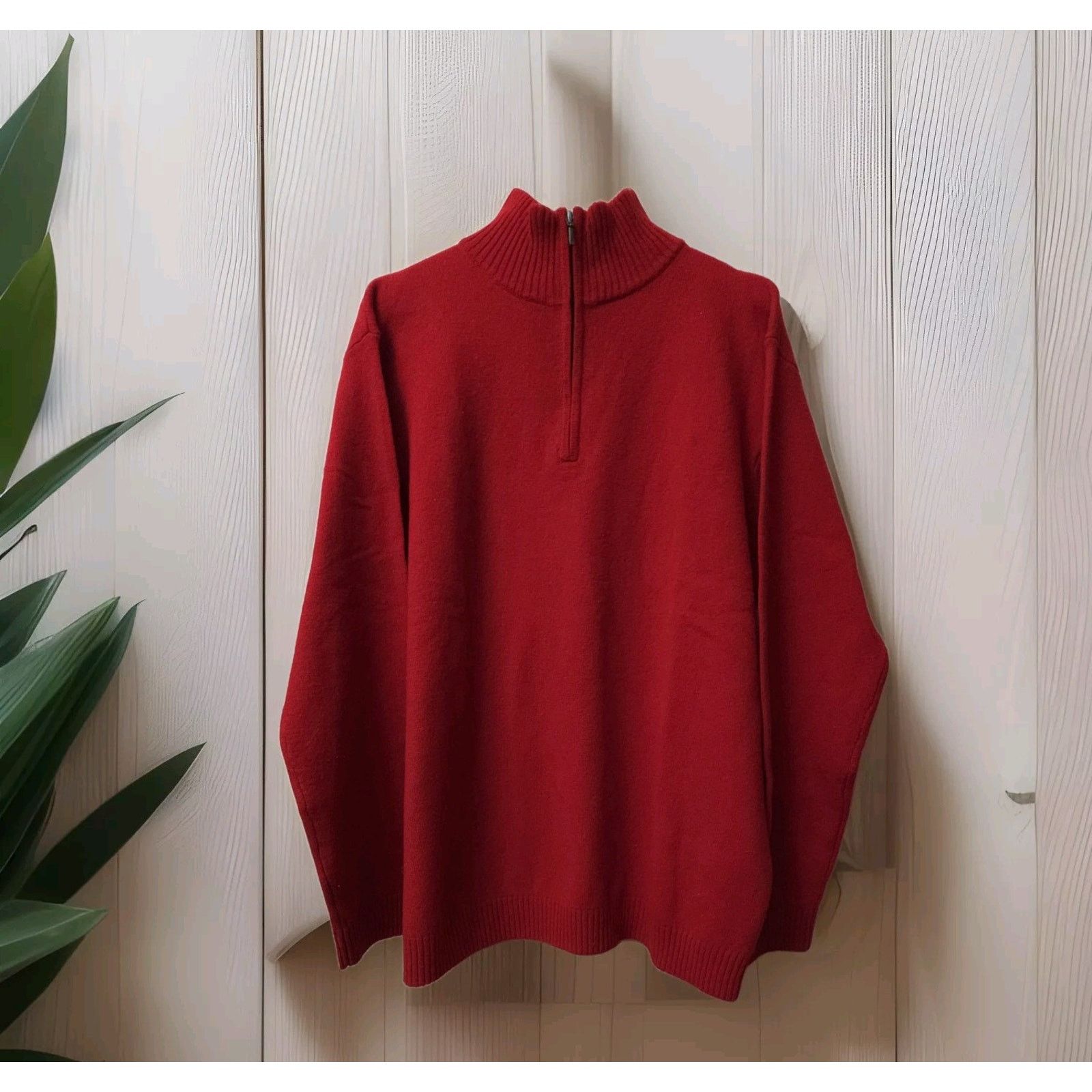 Other Woolovers Large Men’s 100% Lambswool 1/3 Zip Neck Jumper Red Size US L / EU 52-54 / 3 - 1 Thumbnail