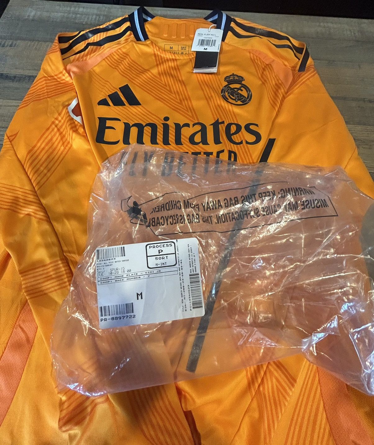 Adidas Vini Jr. Real Madrid Away Authentic Long Sleeve Jersey Size US M / EU 48-50 / 2 - 4 Thumbnail