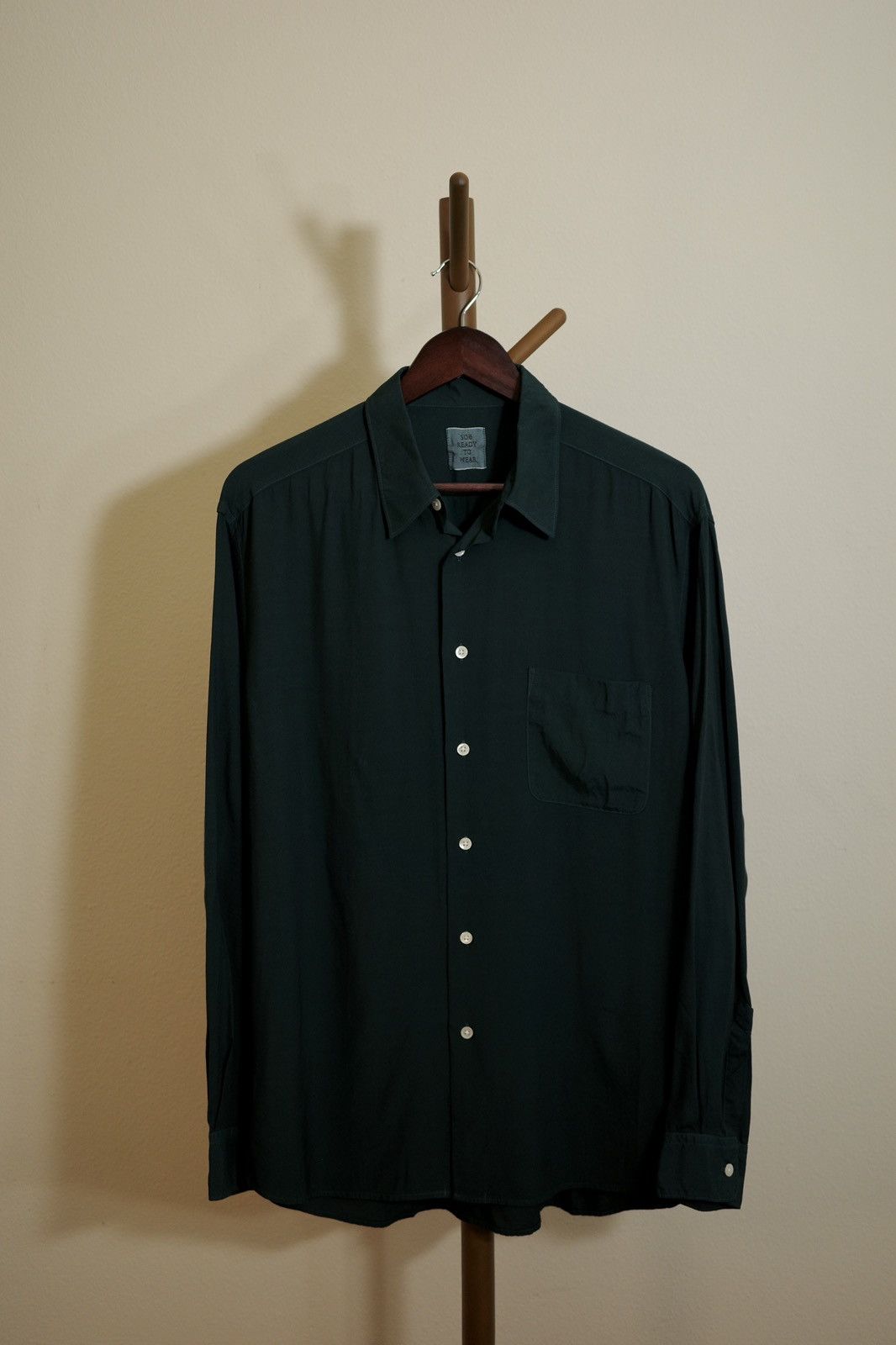 Japanese Brand Soe ready to wear green wool shirt Size US L / EU 52-54 / 3 - 2 Thumbnail